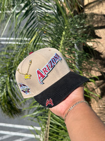 NEW ERA EXCLUSIVE 59FIFTY KHAKI/CORDUROY ARIZONA DIAMONDBACKS W/ 2001 WORLD SERIES PATCH (SKY BLUE UV)