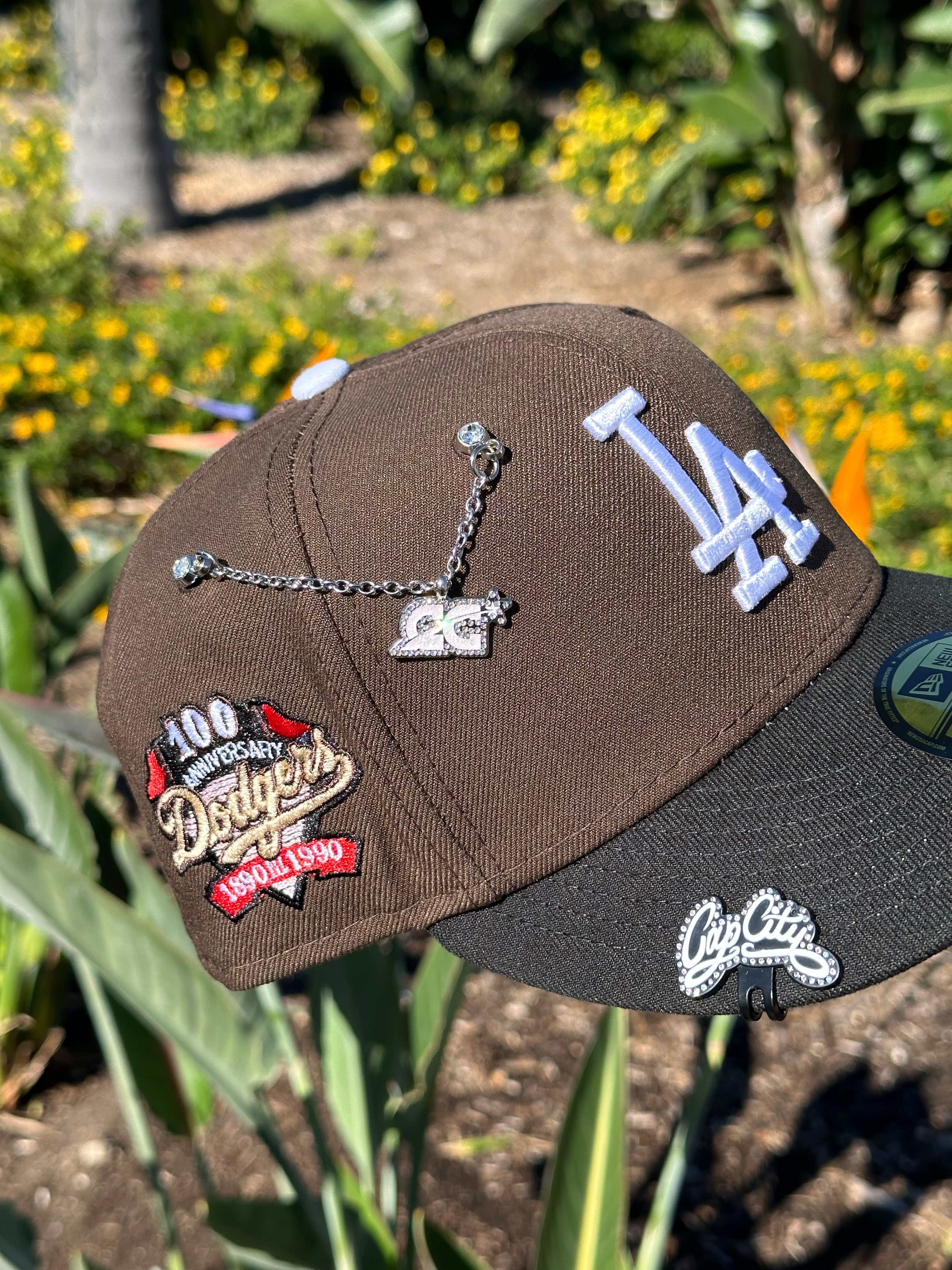 NEW ERA EXCLUSIVE 59FIFTY MOCHA/BLACK LOS ANGELES DODGERS W/ 100TH ANNIVERSARY PATCH