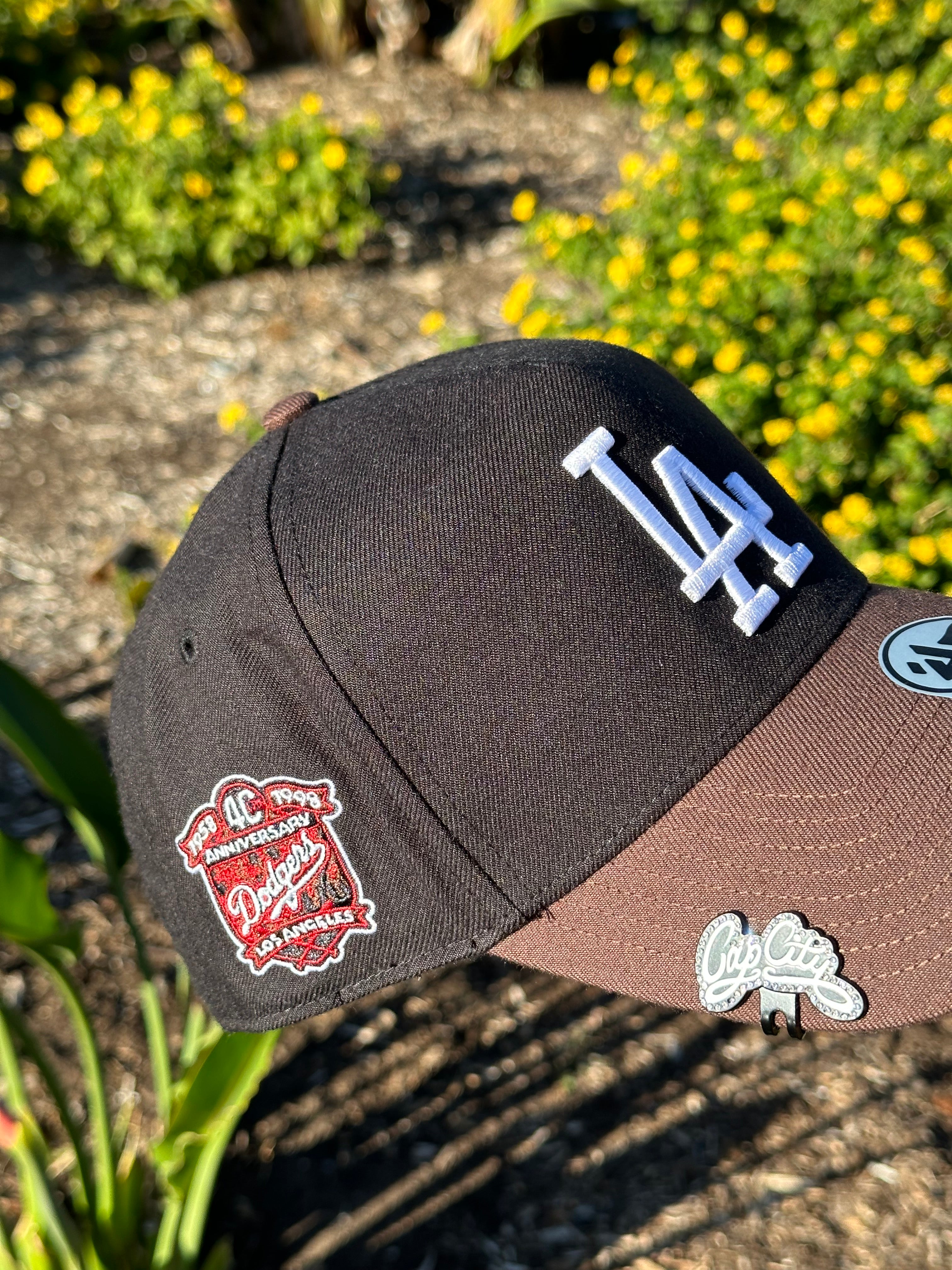 BLACK/MOCHA LOS ANGELES DODGERS '47 A-FRAME ADJUSTABLE SNAPBACK W/ 40TH ANNIVERSARY PATCH