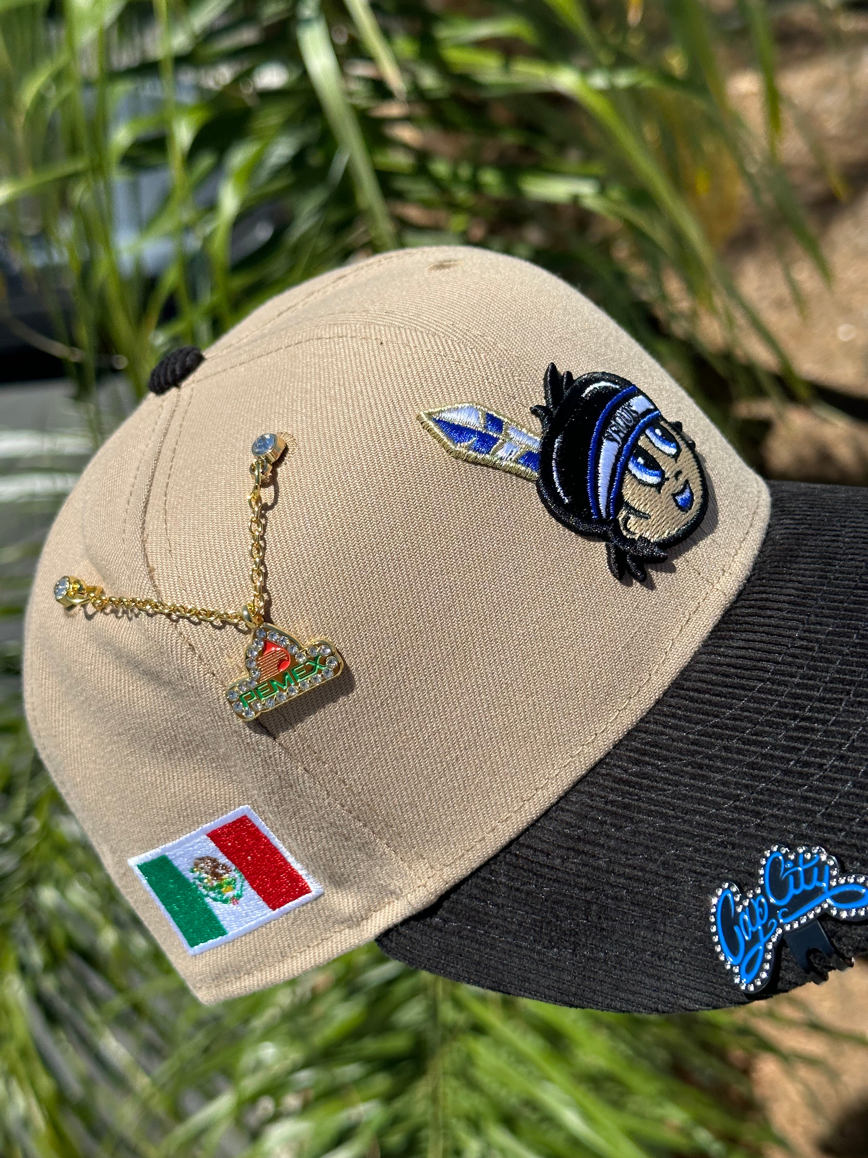 NEW ERA EXCLUSIVE 59FIFTY KHAKI/CORDUROY YAQUIS DE OBREGON 2TONE W/ MEXICO FLAG PATCH