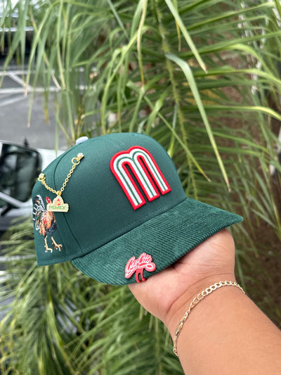NEW ERA EXCLUSIVE 9FIFTY FOREST GREEN CORDUROY MEXICO 2TONE SNAPBACK W/