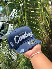 NEW ERA EXCLUSIVE 9FIFTY NAVY DALLAS COWBOYS SCRIPT LOGO SNAPBACK (GREY UV)