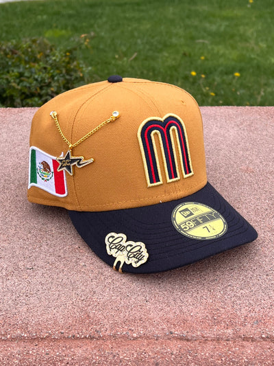 NEW ERA EXCLUSIVE 59FIFTY TAN/NAVY MEXICO TWO TONE (RED UV)