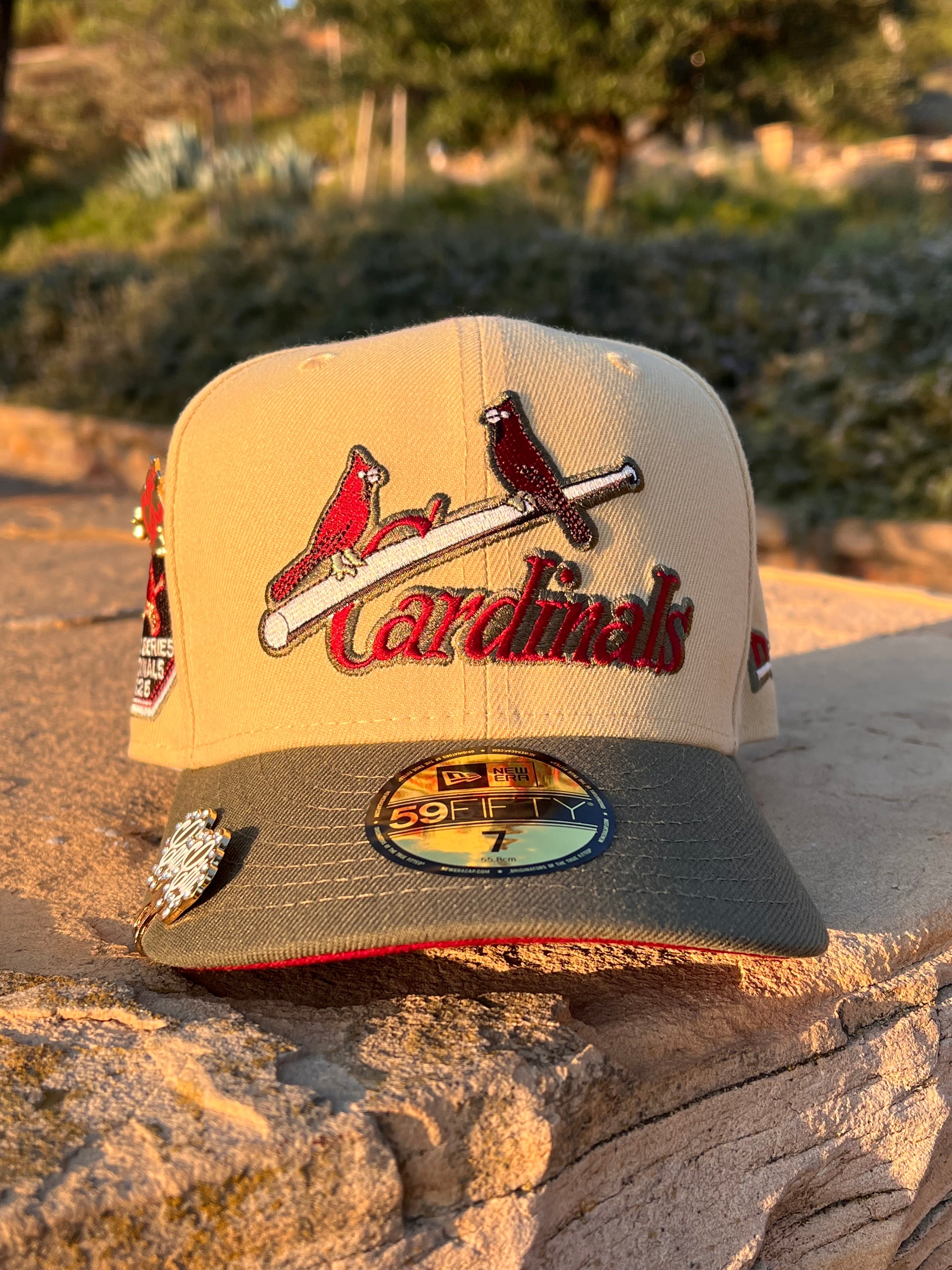 NEW ERA EXCLUSIVE 59FIFTY VEGAS GOLD/OLIVE ST LOUIS CARDINALS W/ 1926 WORLD SERIES PATCH