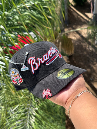 NEW ERA EXCLUSIVE 59FIFTY CORDUROY ATLANTA BRAVES W/ 2017 INNAUGRAL SEASON PATCH (RED UV)
