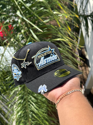 NEW ERA EXCLUSIVE 59FIFTY CORDUROY/BLACK HOUSTON ASTROS W/ 45TH ANNIVERSARY SIDE PATCH (SKY BLUE UV) VERY LIMITED