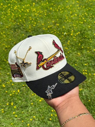 NEW ERA EXCLUSIVE 59FIFTY CHROME WHITE/BLACK ST LOUIS CARDINALS W/ BUSCH STADIUM PATCH (MAROON UV) VERY LIMITED *BLIP & CHAIN NOT INCLUDED