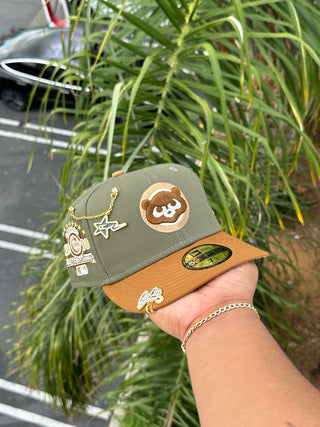 NEW ERA EXCLUSIVE 59FIFTY OLIVE/KHAKI CHICAGO CUBS W/ 1990 ALL STAR GAME PATCH (SOFT YELLOW UV)