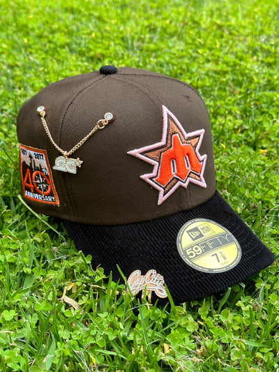 NEW ERA EXCLUSIVE 59FIFTY MOCHA/CORDUROY SEATTLE MARINERS W/ 40TH ANNIVERSARY PATCH (ORANGE UV)