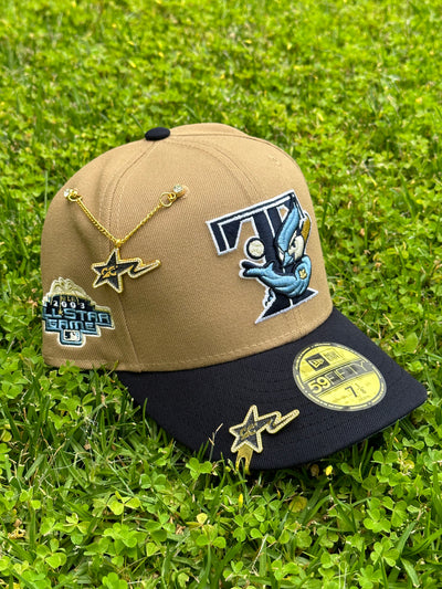 NEW ERA EXCLUSIVE 59FIFTY KHAKI/NAVY TORONTO BLUE JAYS W/ 2003 ALL STAR GAME PATCH (ICY UV)