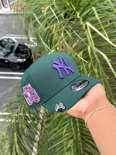 NEW ERA EXCLUSIVE 9FIFTY DARK GREEN NEW YORK YANKESS SNAPBACK W/ 75TH WORLD SERIES PATCH (PURPLE UV) VERY LIMITED