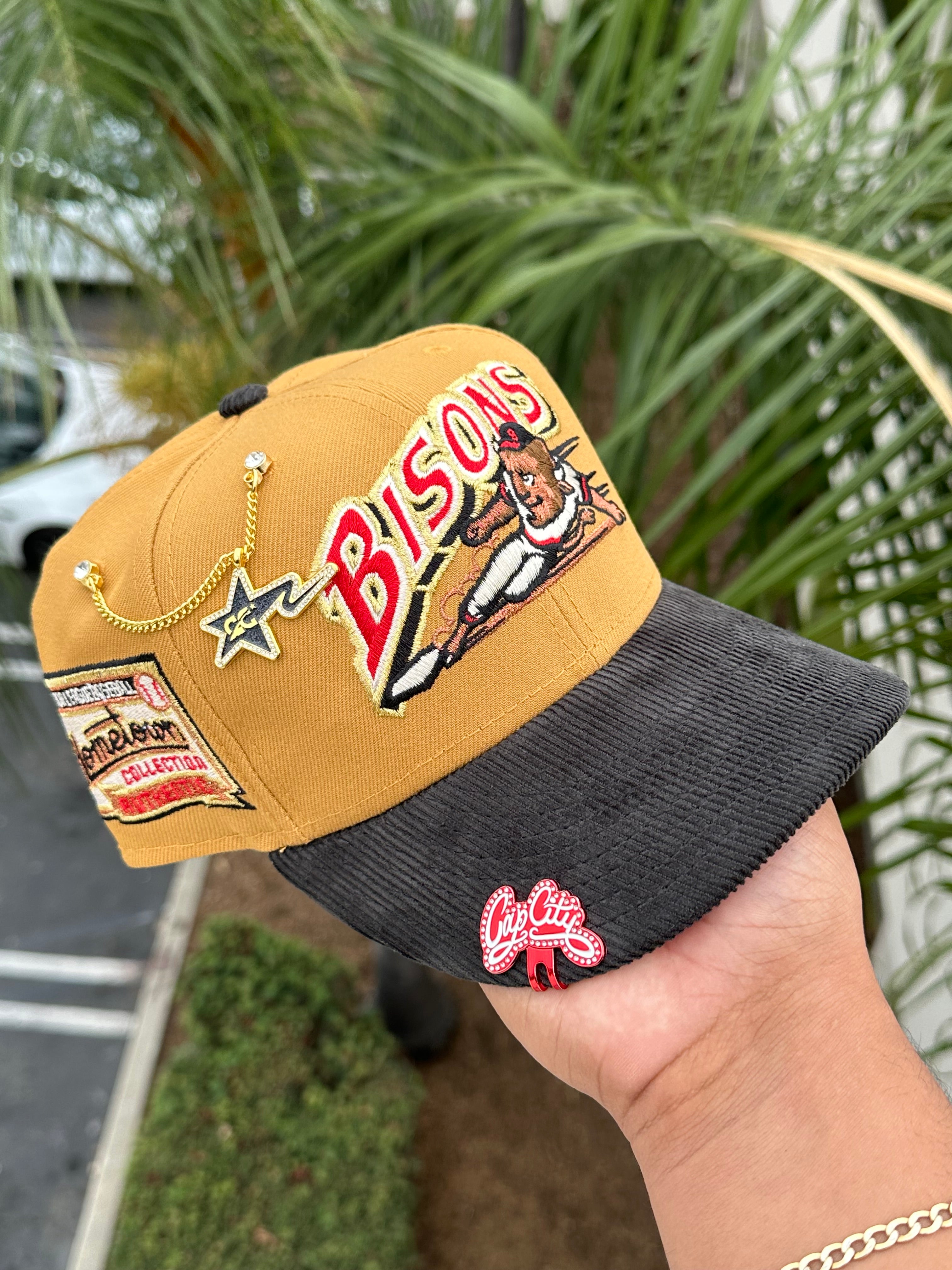 NEW ERA EXCLUSIVE 59FIFTY TAN/CORDUROY BUFFALO BISONS W/ HOMETOWN COLLECTION PATCH
