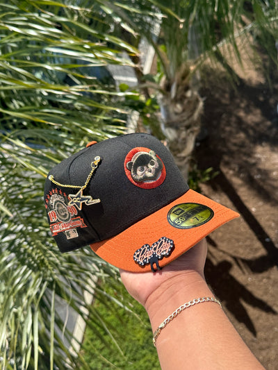 NEW ERA EXCLUSIVE 59FIFTY BLACK/ORANGE CHICAGO CUBS W/ 1990 ALL STAR GAME PATCH (OLIVE GREEN UV)