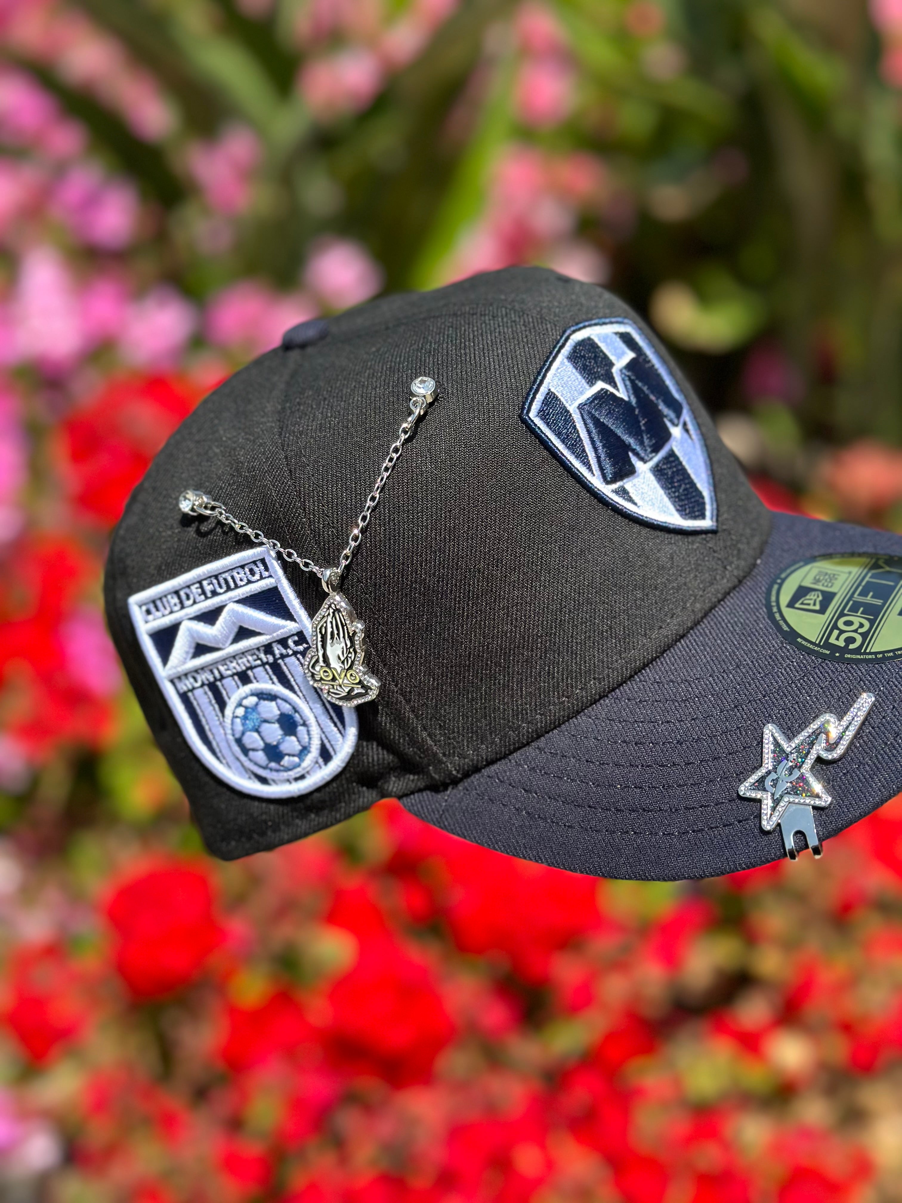 NEW ERA EXCLUSIVE 59FIFTY BLACK/NAVY "CLUB MONTERREY" W/ CLUB DE FUTBOL MONTERREY SIDE PATCH