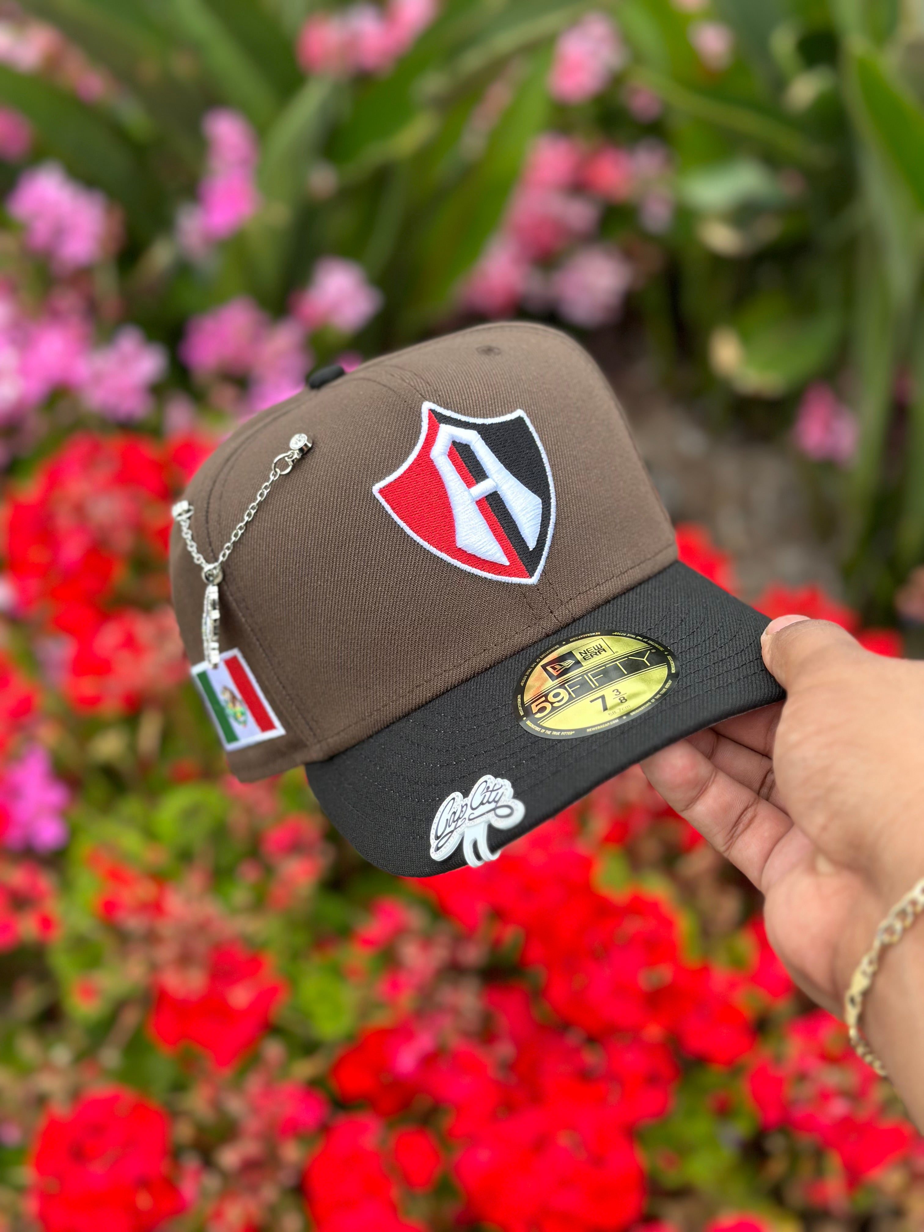 NEW ERA EXCLUSIVE 59FIFTY MOCHA/BLACK "ATLAS DE GUADALAJARA" W/ MEXICO FLAG SIDE PATCH
