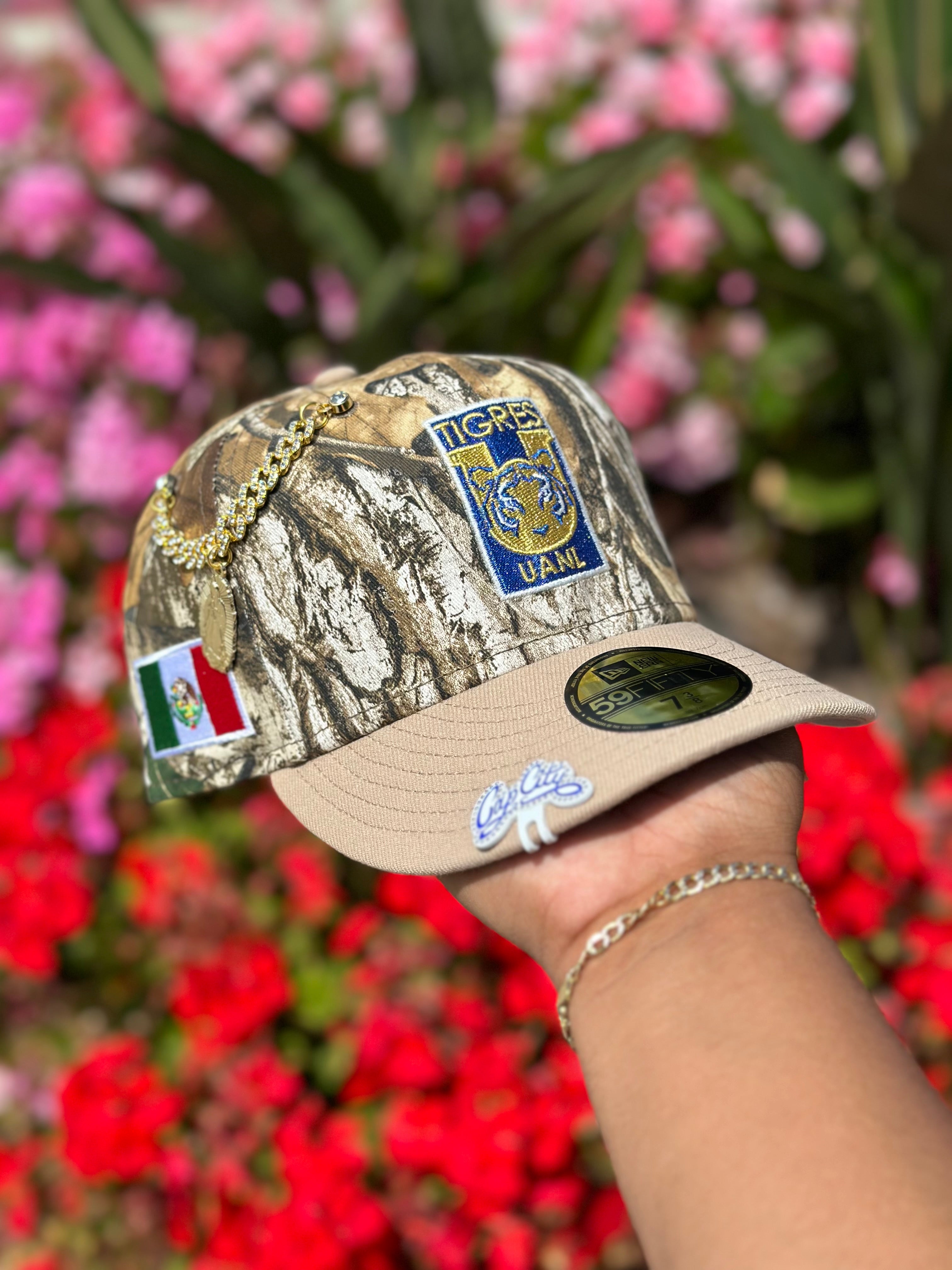 NEW ERA EXCLUSIVE 59FIFTY REALTREE/KHAKI "CLUB TIGRES UANL" W/ MEXICO FLAG SIDE PATCH