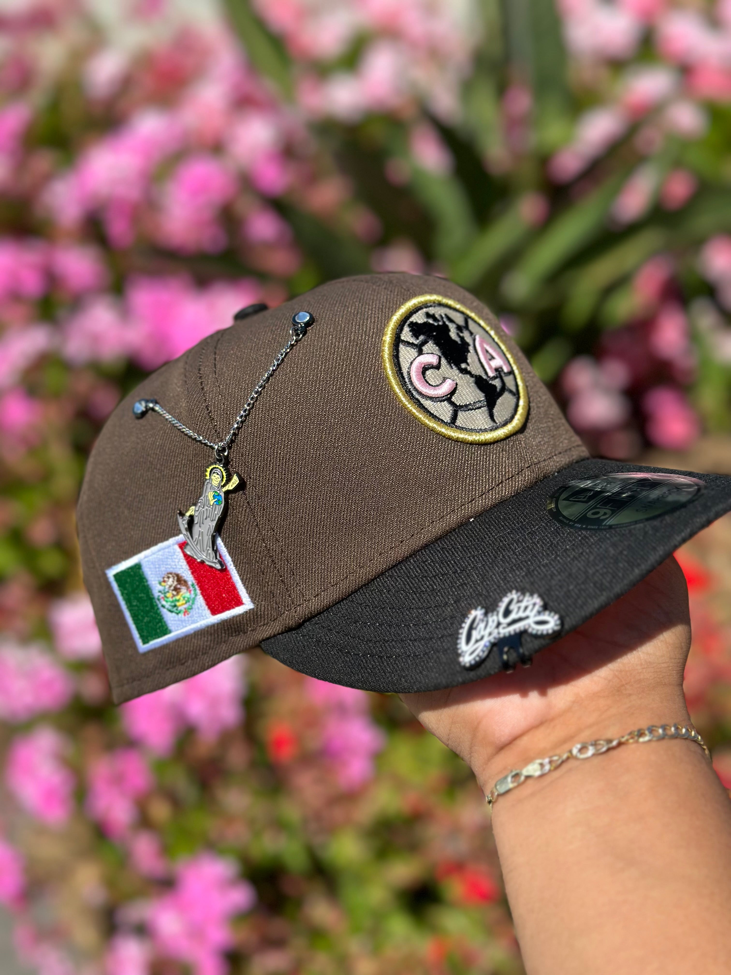 NEW ERA EXCLUSIVE 9FIFTY MOCHA/BLACK "CLUB AMERICA" SNAPBACK W/MEXICO FLAG SIDE PATCH