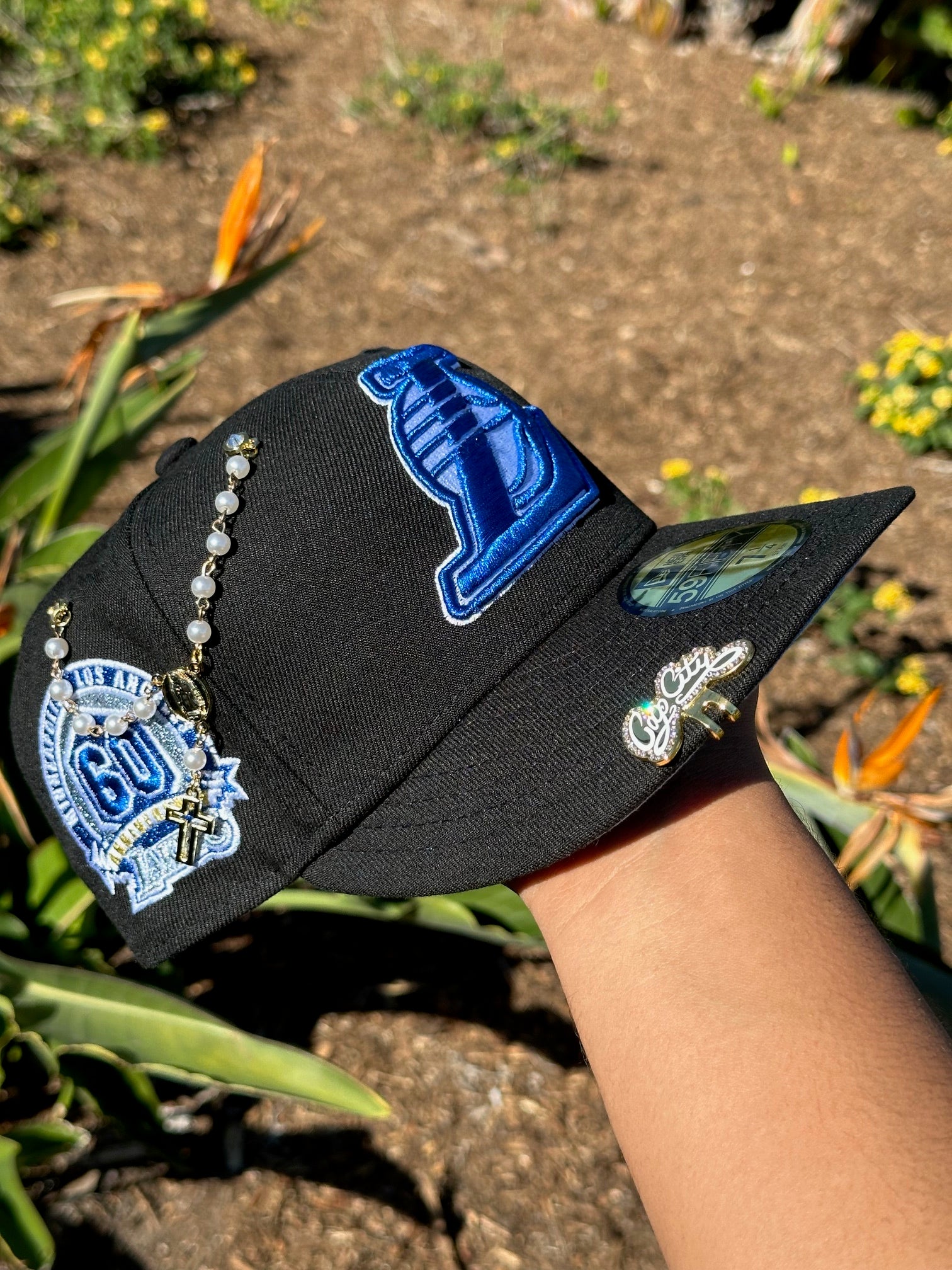 NEW ERA EXCLUSIVE 59FIFTY BLACK LOS ANGELES LAKERS W/ 60TH ANNIVERSARY SIDE PATCH