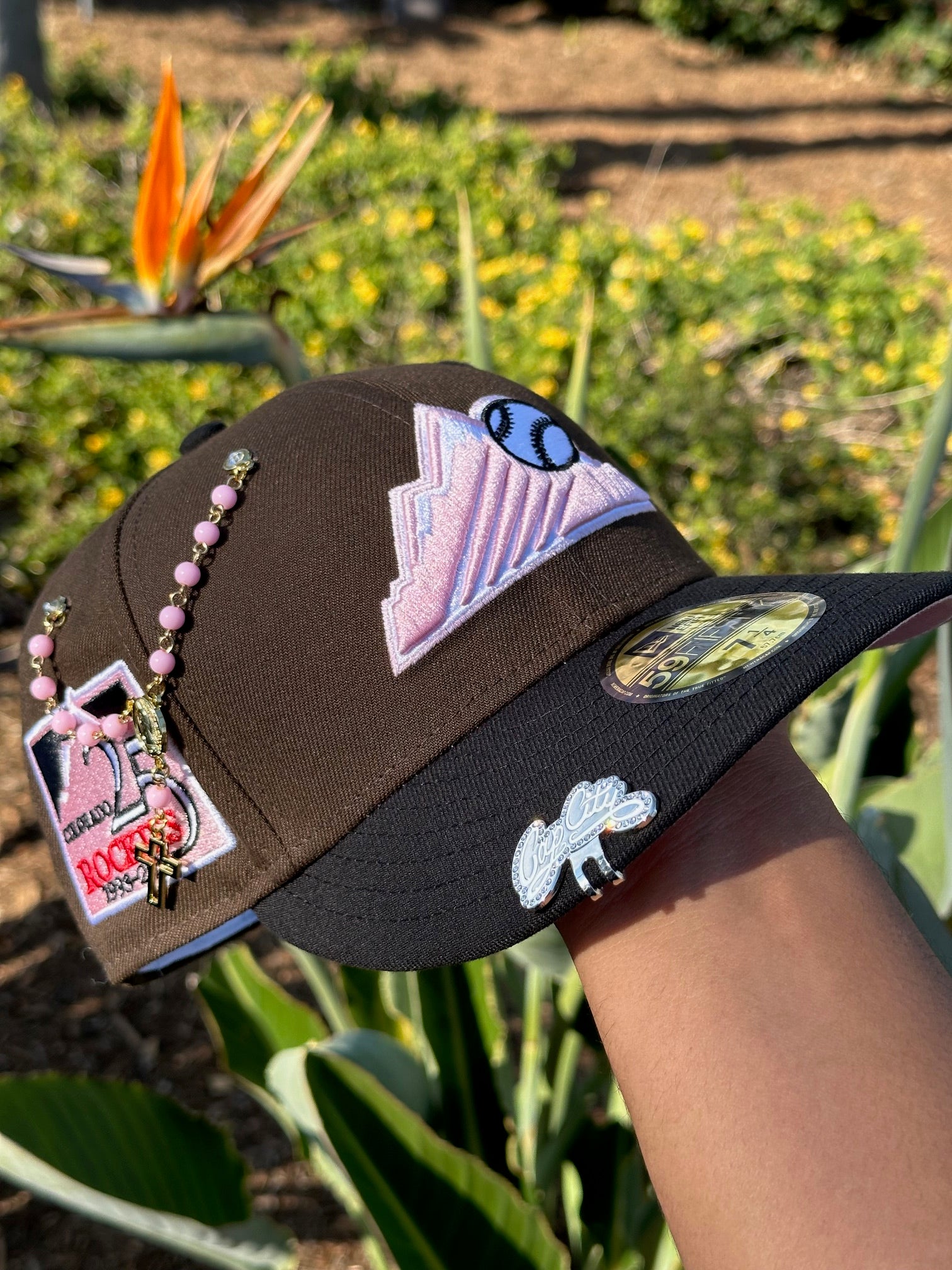 NEW ERA EXCLUSIVE 59FIFTY MOCHA/BLACK COLORADO ROCKIES W/ 25TH ANNIVERSARY SIDE PATCH