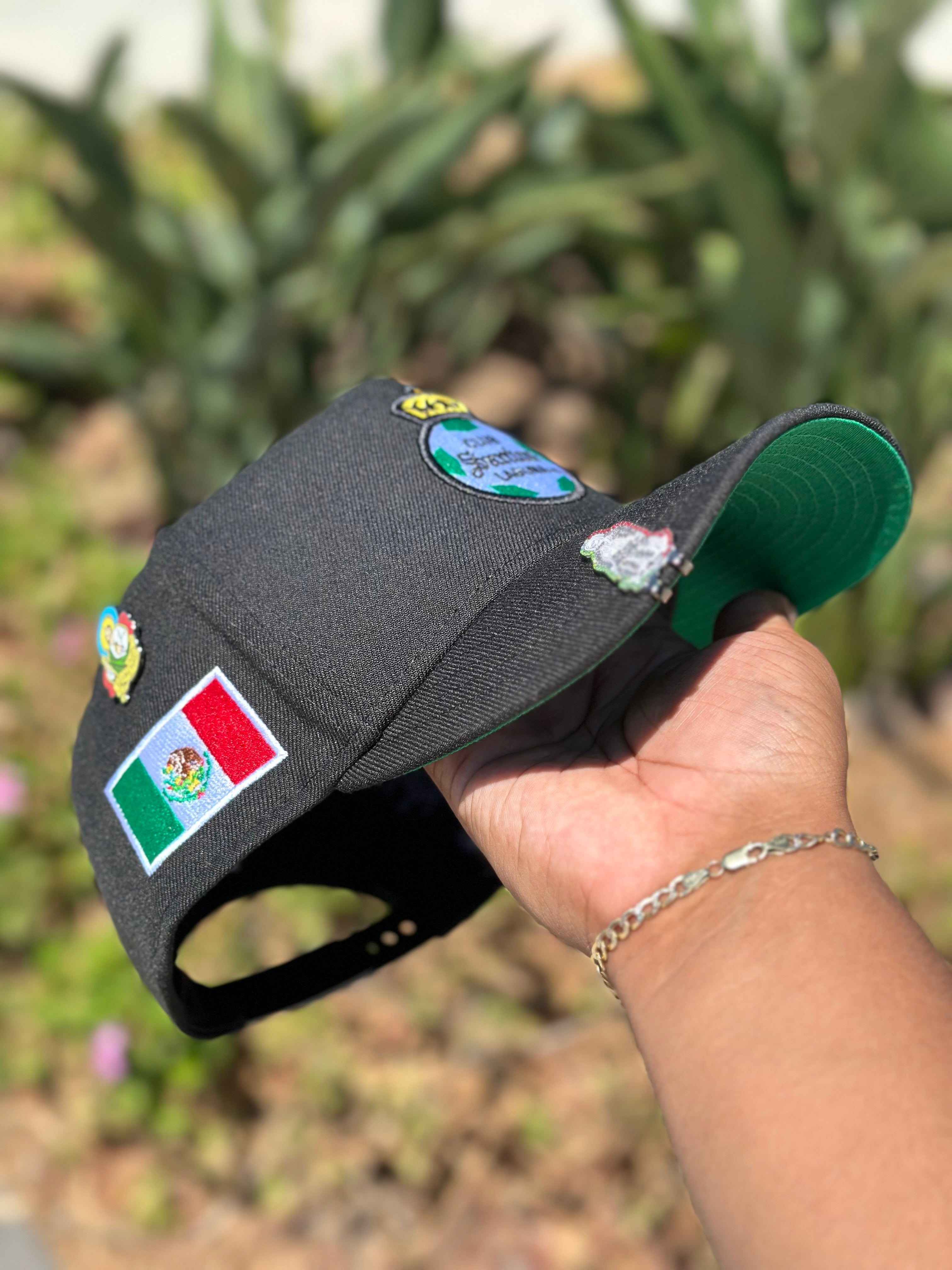 NEW ERA EXCLUSIVE 9FIFTY A-FRAME BLACK "SANTOS LAGUNA" SNAPBACK W/ MEXICO FLAG SIDE PATCH