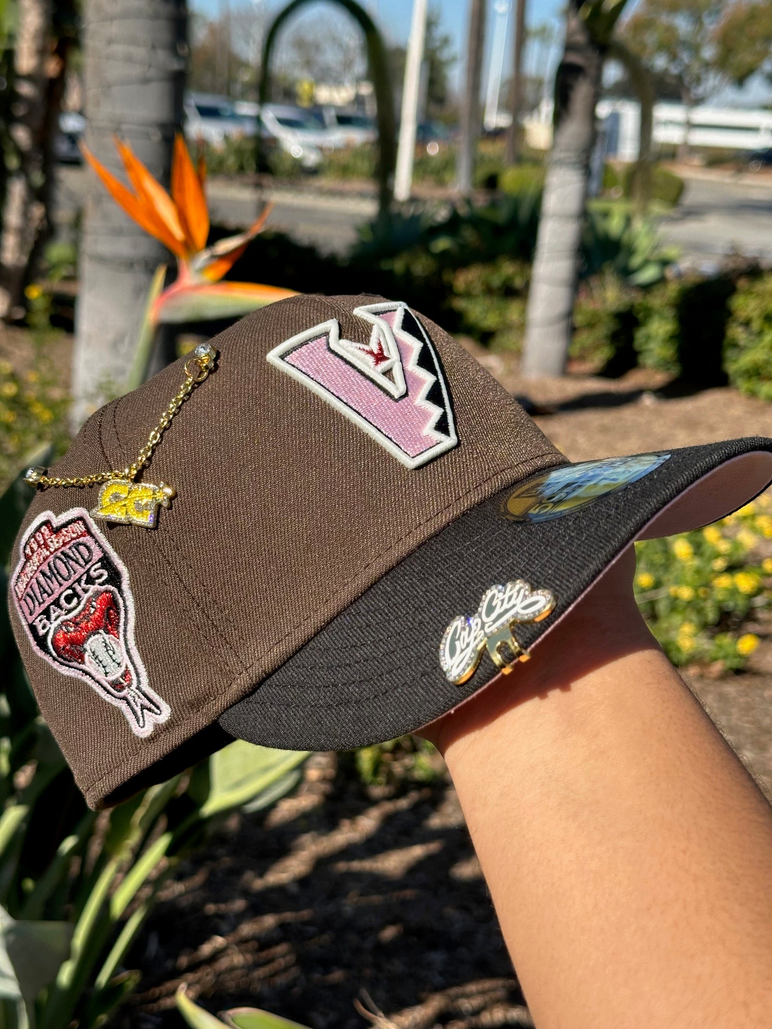 NEW ERA EXCLUSIVE 59FIFTY MOCHA/BLACK UPSIDE DOWN ARIZONA DIAMONDBACKS W/ 1998 INAUGURAL SEASON SIDE PATCH