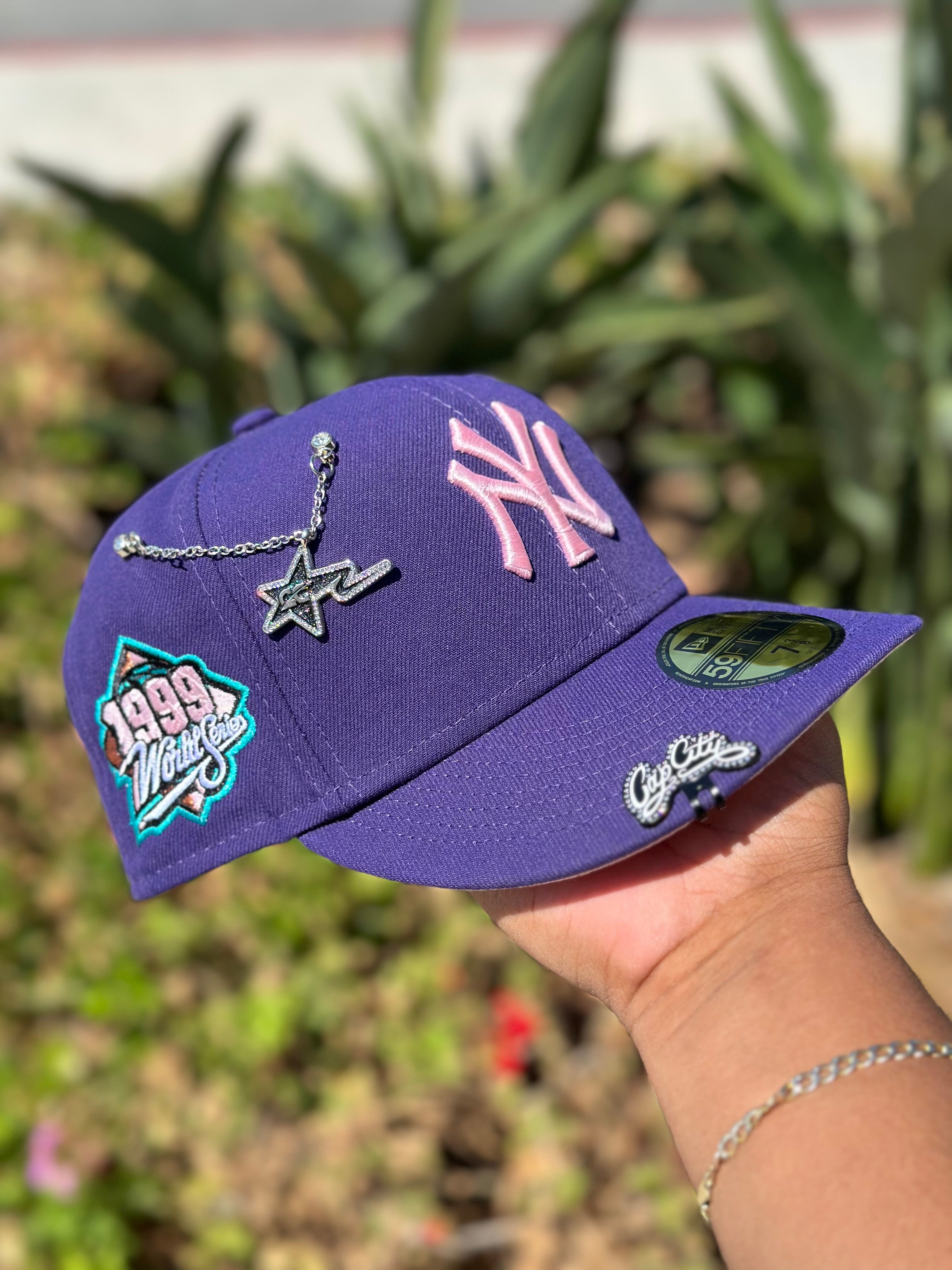 NEW ERA EXCLUSIVE 59FIFTY PURPLE NEW YORK YANKEES W/ 1999 WORLD SERIES