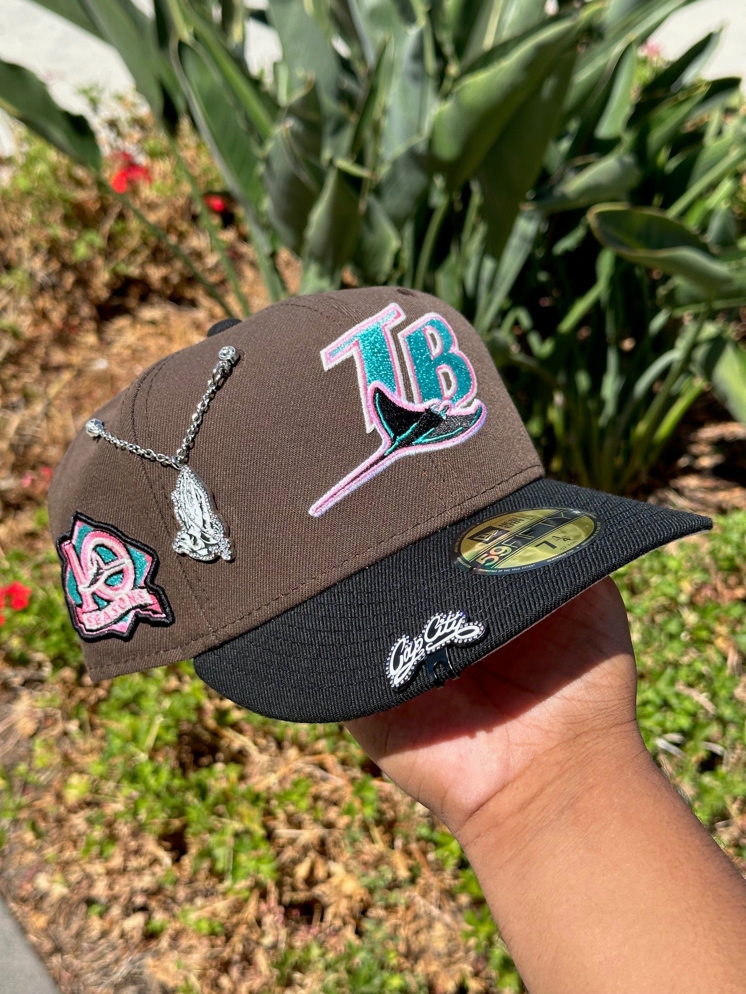 NEW ERA EXCLUSIVE 59FIFTY MOCHA/BLACK TAMPA BAY RAYS W/ 10TH SEASON SIDE PATCH