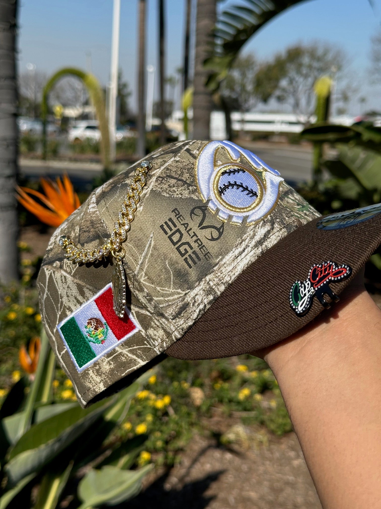 NEW ERA EXCLUSIVE 59FIFTY REALTREE/WALNUT CHARROS DE JALISCO W/ MEXICO FLAG SIDE PATCH