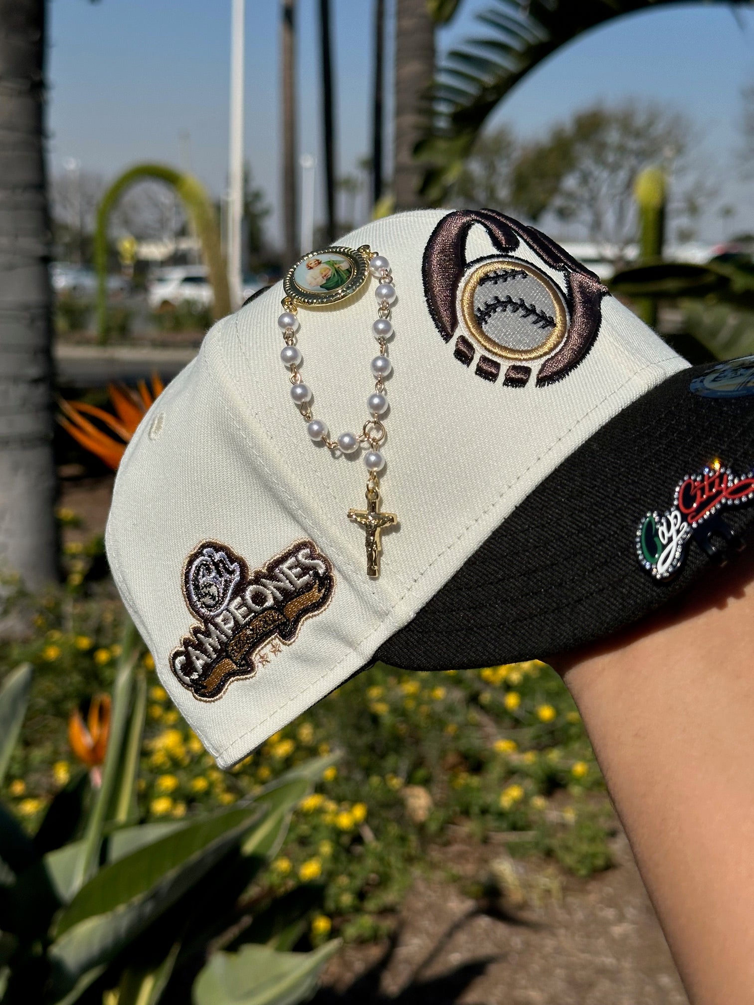 NEW ERA EXCLUSIVE 59FIFTY CHROME/BLACK CHARROS DE JALISCO W/ "CAMPEONES" SIDE PATCH