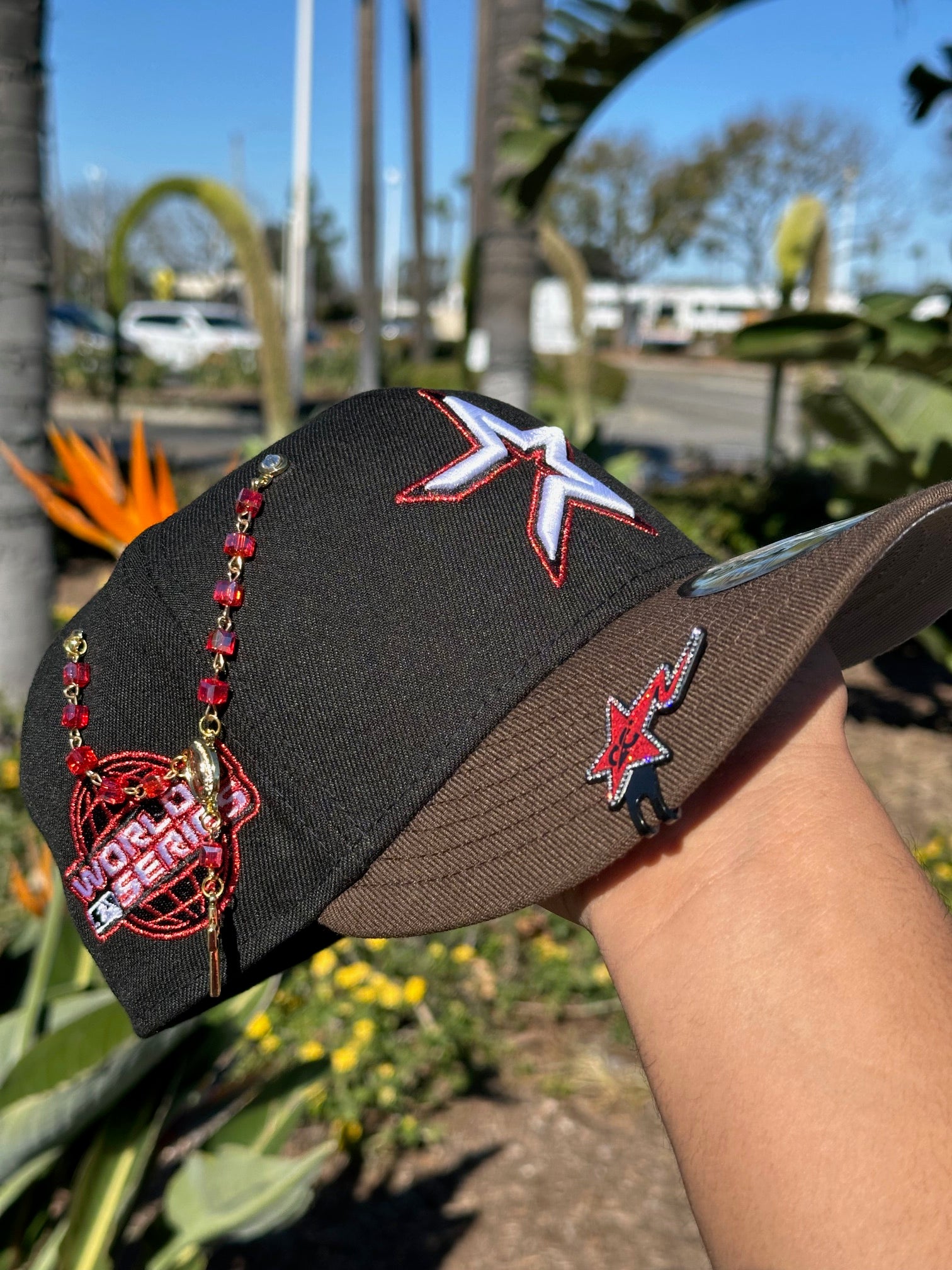 NEW ERA EXCLUSIVE 59FIFTY BLACK/WALNUT HOUSTON ASTROS W/ 2005 WORLD SERIES SIDE PATCH