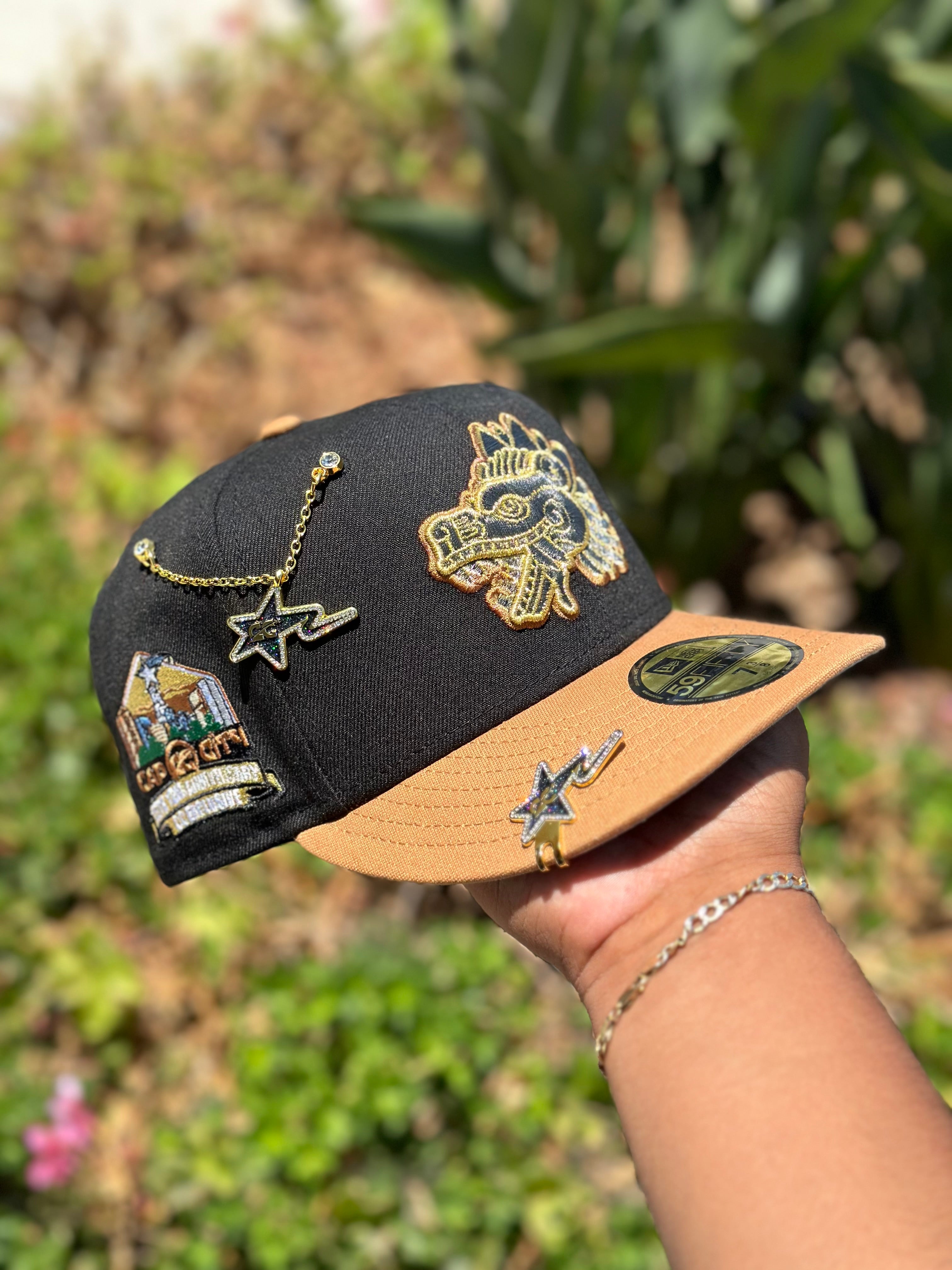 NEW ERA EXCLUSIVE 59FIFTY BLACK/KHAKI MEXICO "QUETZALCOATL" W/ CAP CITY'S 15TH ANNIVERSARY SIDE PATCH