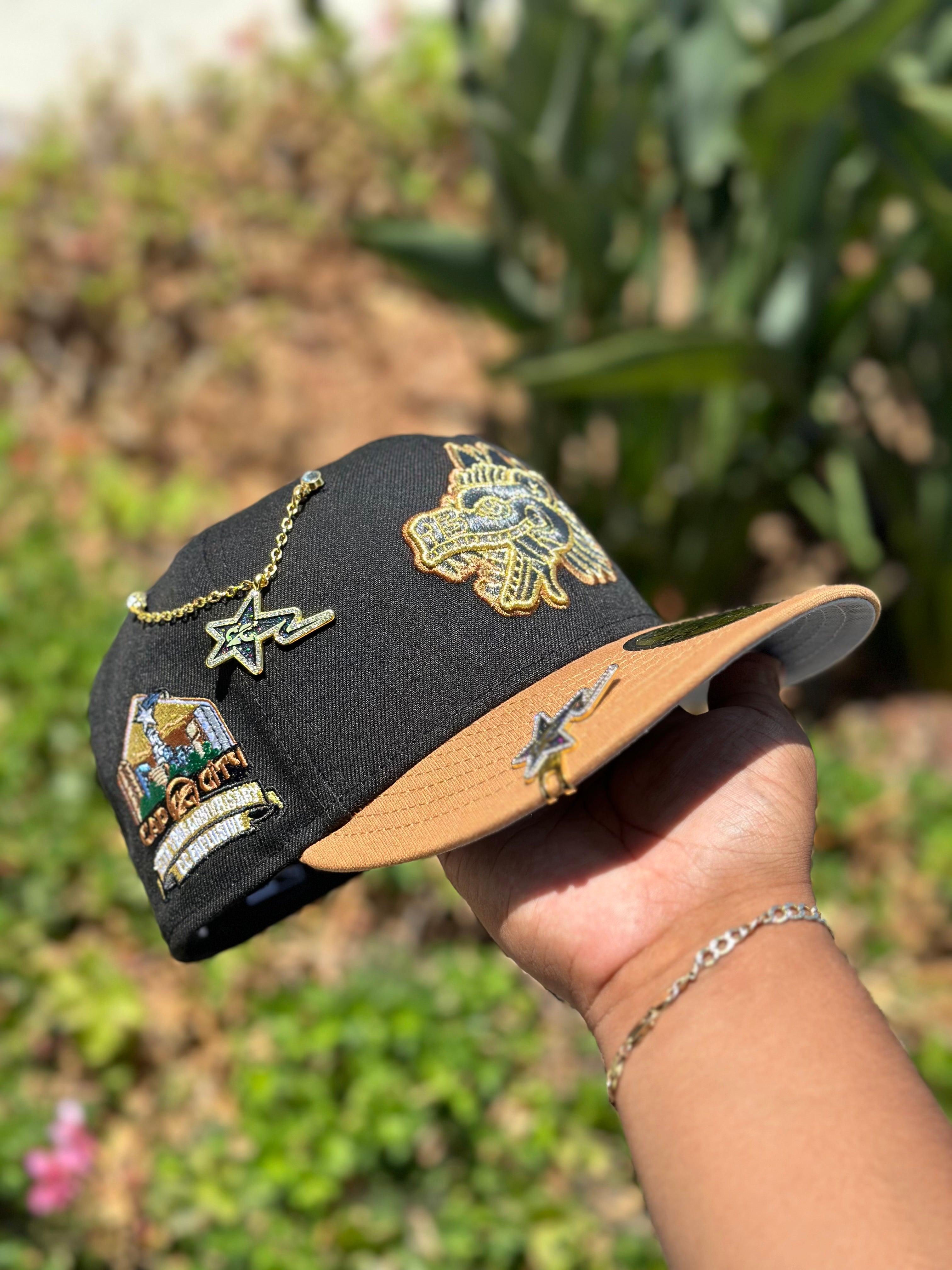NEW ERA EXCLUSIVE 59FIFTY BLACK/KHAKI MEXICO "QUETZALCOATL" W/ CAP CITY'S 15TH ANNIVERSARY SIDE PATCH