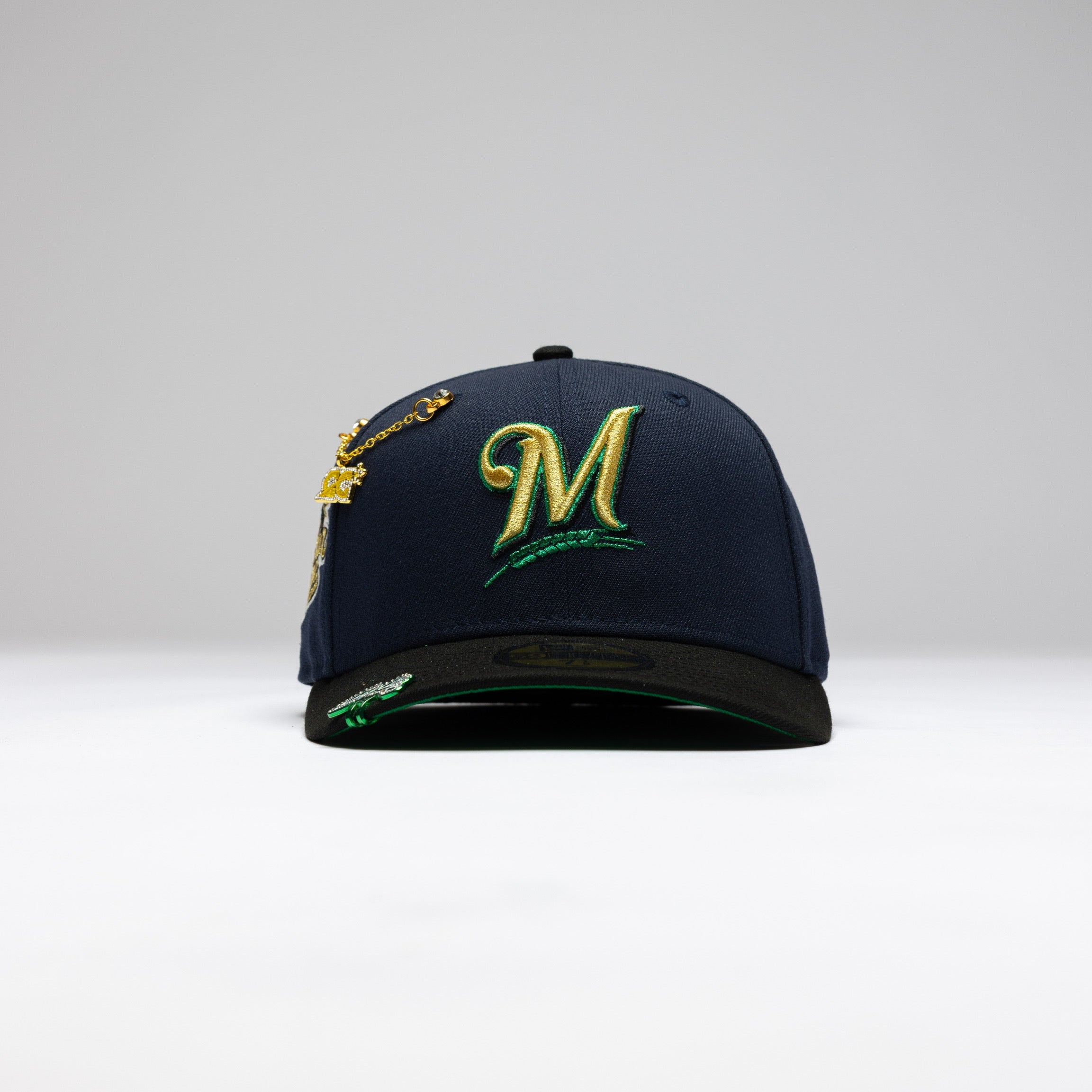 NEW ERA EXCLUSIVE 59FIFTY NAVY/BLACK MILWAUKEE BREWERS W/ ALL STAR GAME SIDE PATCH