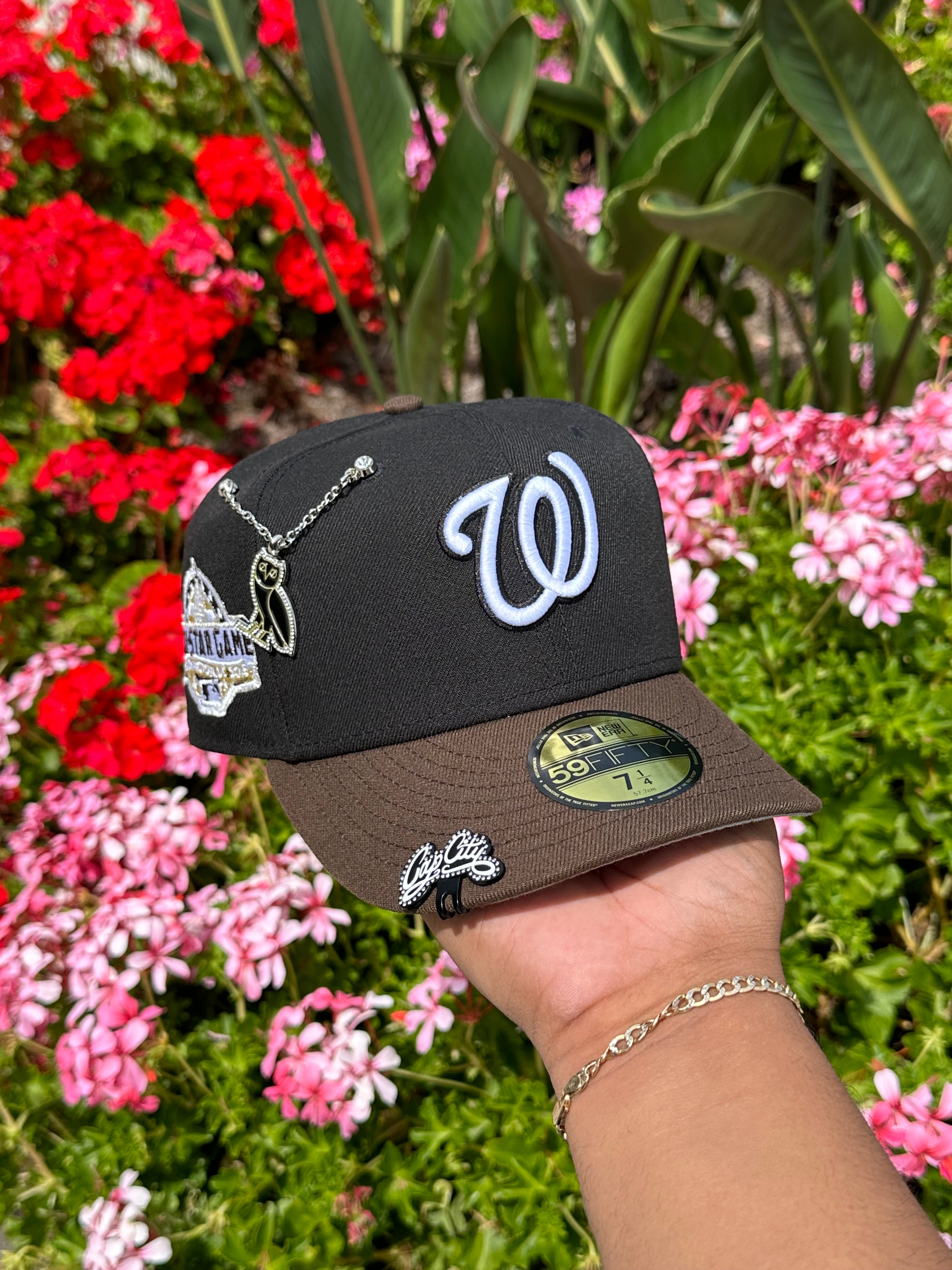 NEW ERA EXCLUSIVE 59FIFTY BLACK/BROWN WASHINGTON NATIONALS W/ 2018 ALL STAR GAME PATCH