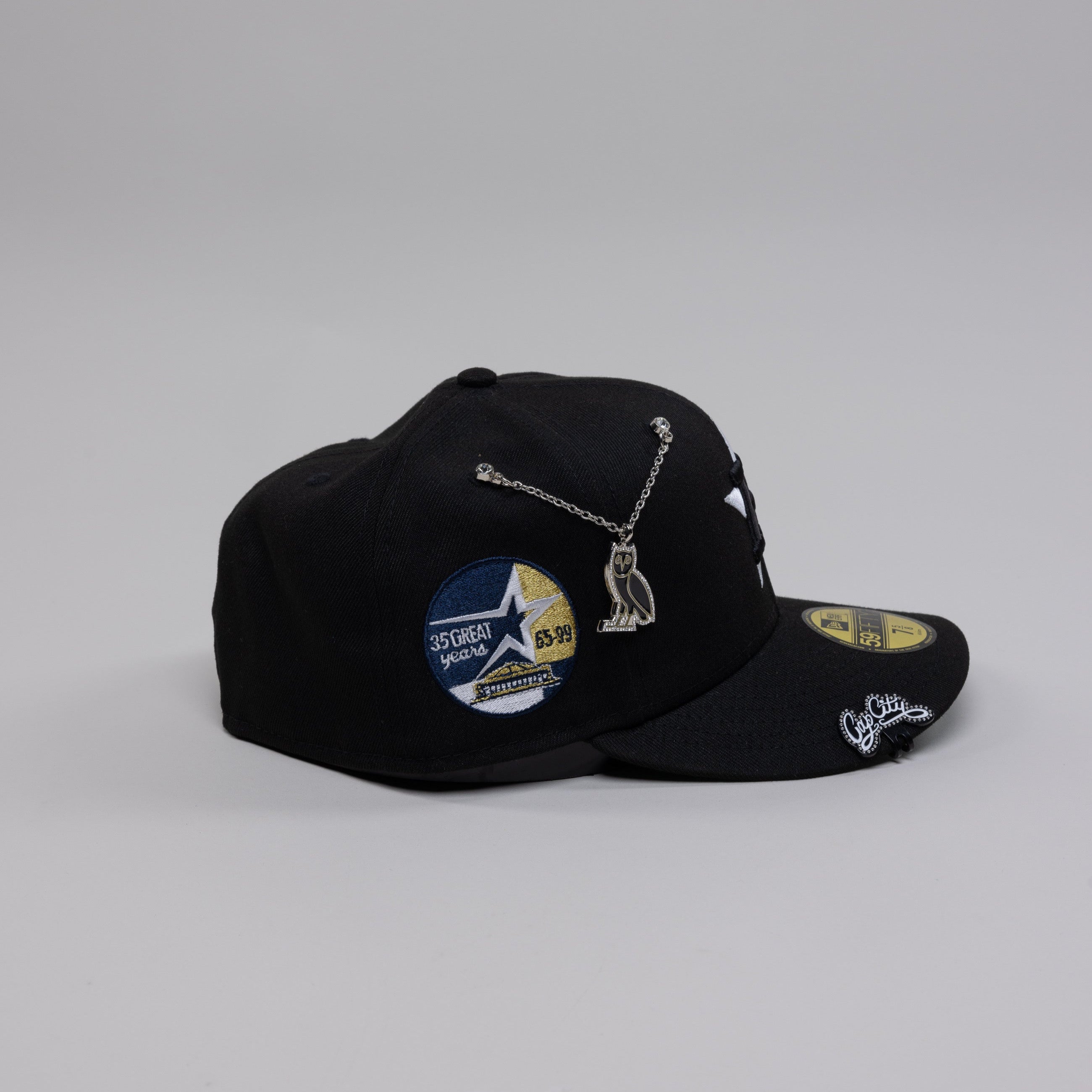 NEW ERA EXCLUSIVE 59FIFTY BLACK HOUSTON ASTROS W/ 35 GREAT YEARS SIDE PATCH
