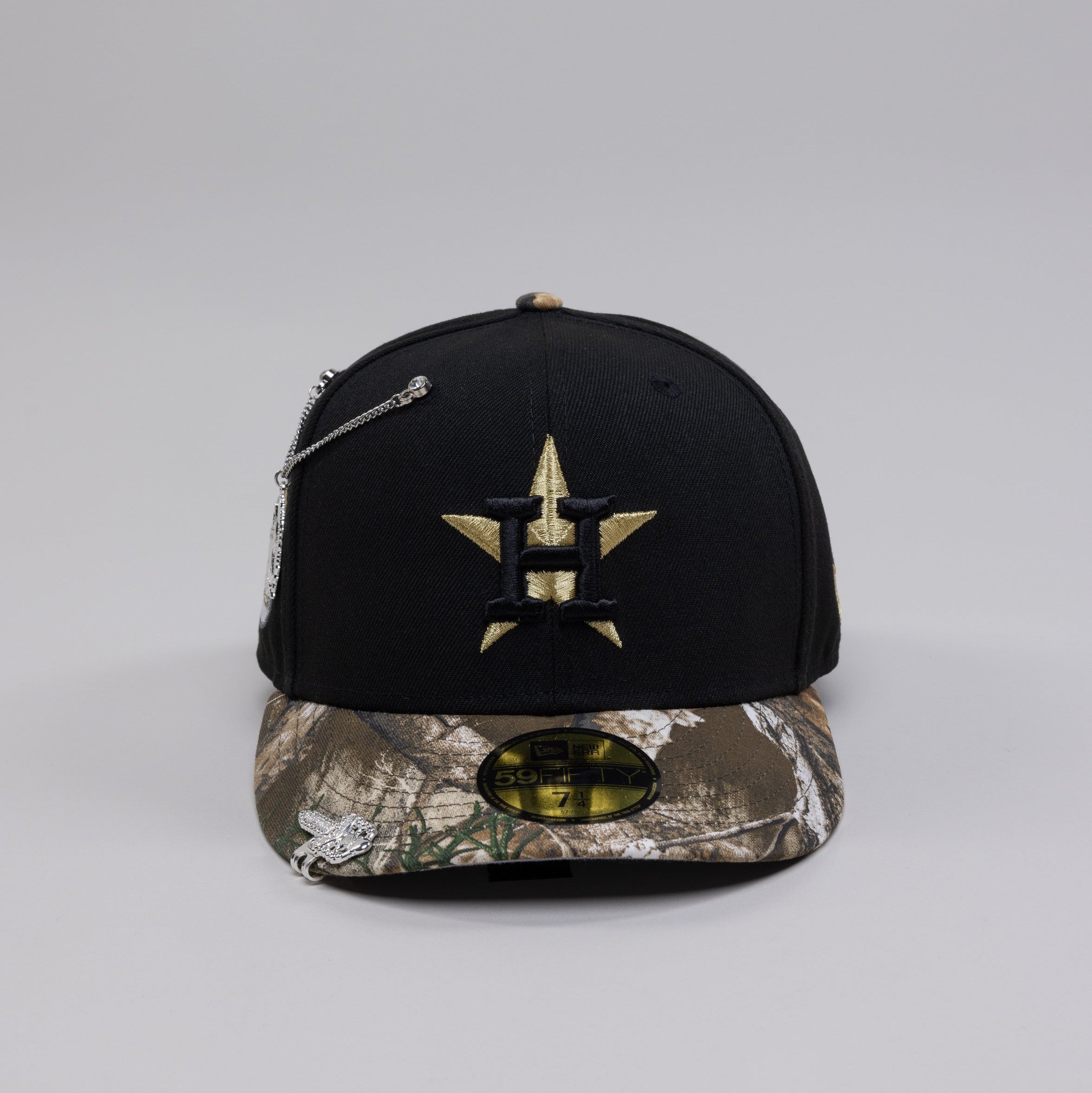 NEW ERA EXCLUSIVE 59FIFTY BLACK/ REALTREE HOUSTON ASTROS W/ 35 GREAT YEARS SIDE PATCH