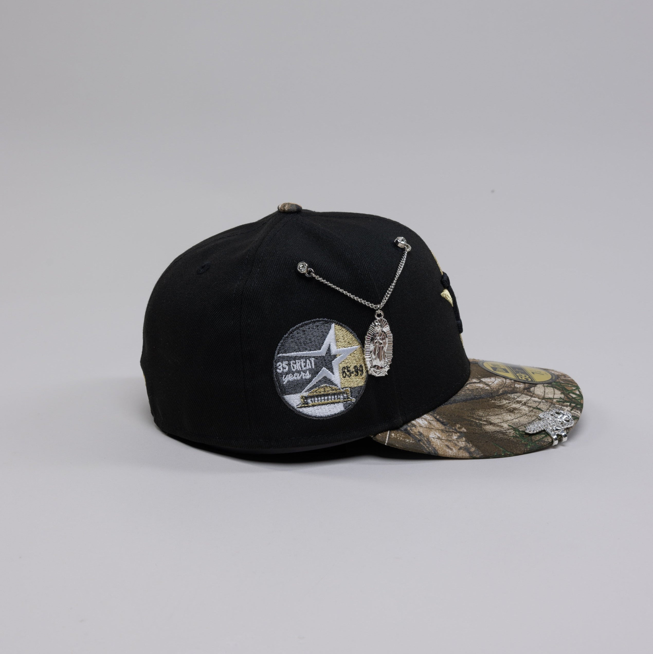 NEW ERA EXCLUSIVE 59FIFTY BLACK/ REALTREE HOUSTON ASTROS W/ 35 GREAT YEARS SIDE PATCH