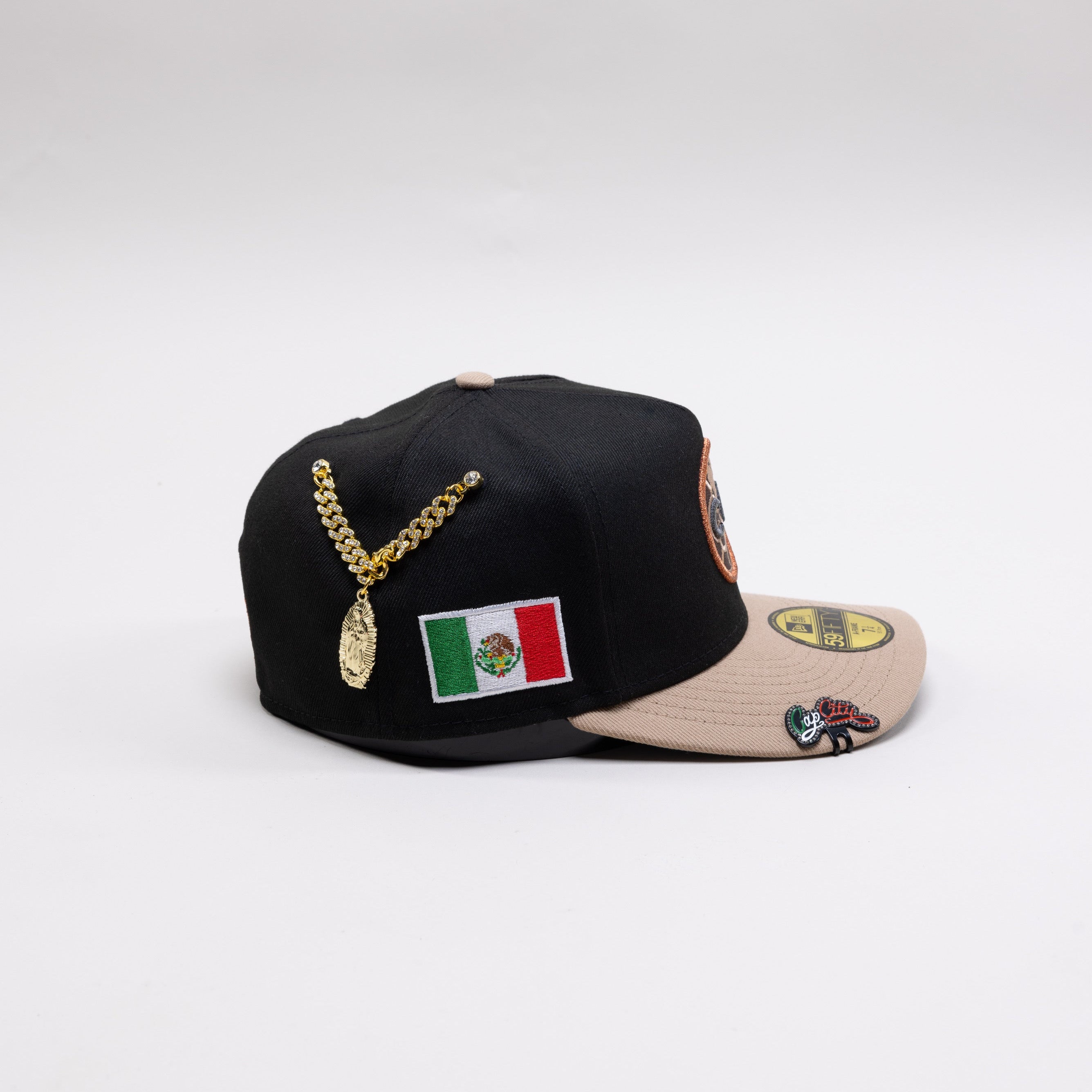 NEW ERA EXCLUSIVE 59FIFTY BLACK/KHAKI "CLUB AMERICA" A-FRAME W/ MEXICO FLAG SIDE PATCH
