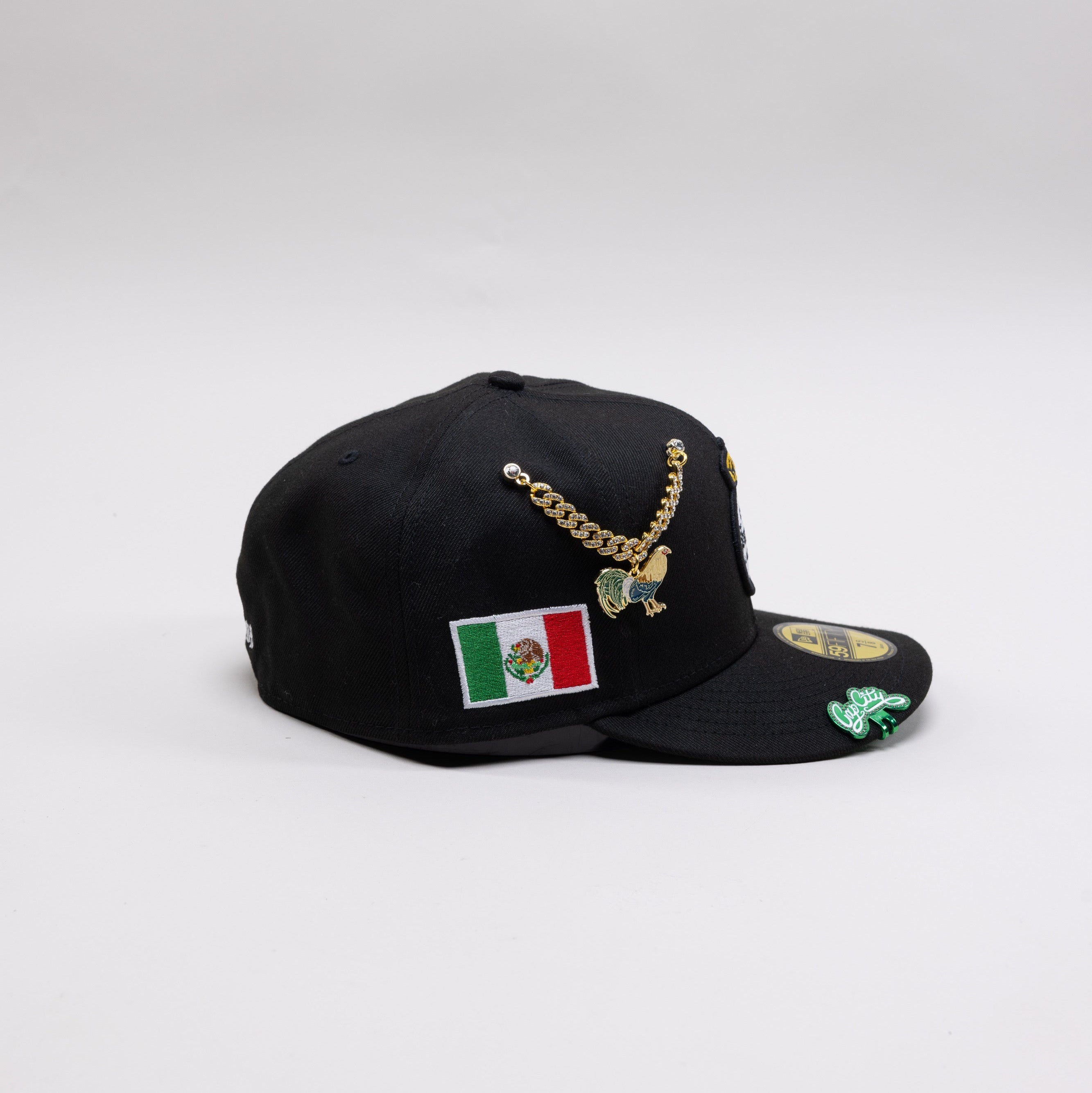 NEW ERA EXCLUSIVE 59FIFTY BLACK "SANTOS LAGUNA" W/ MEXICO FLAG SIDE PATCH