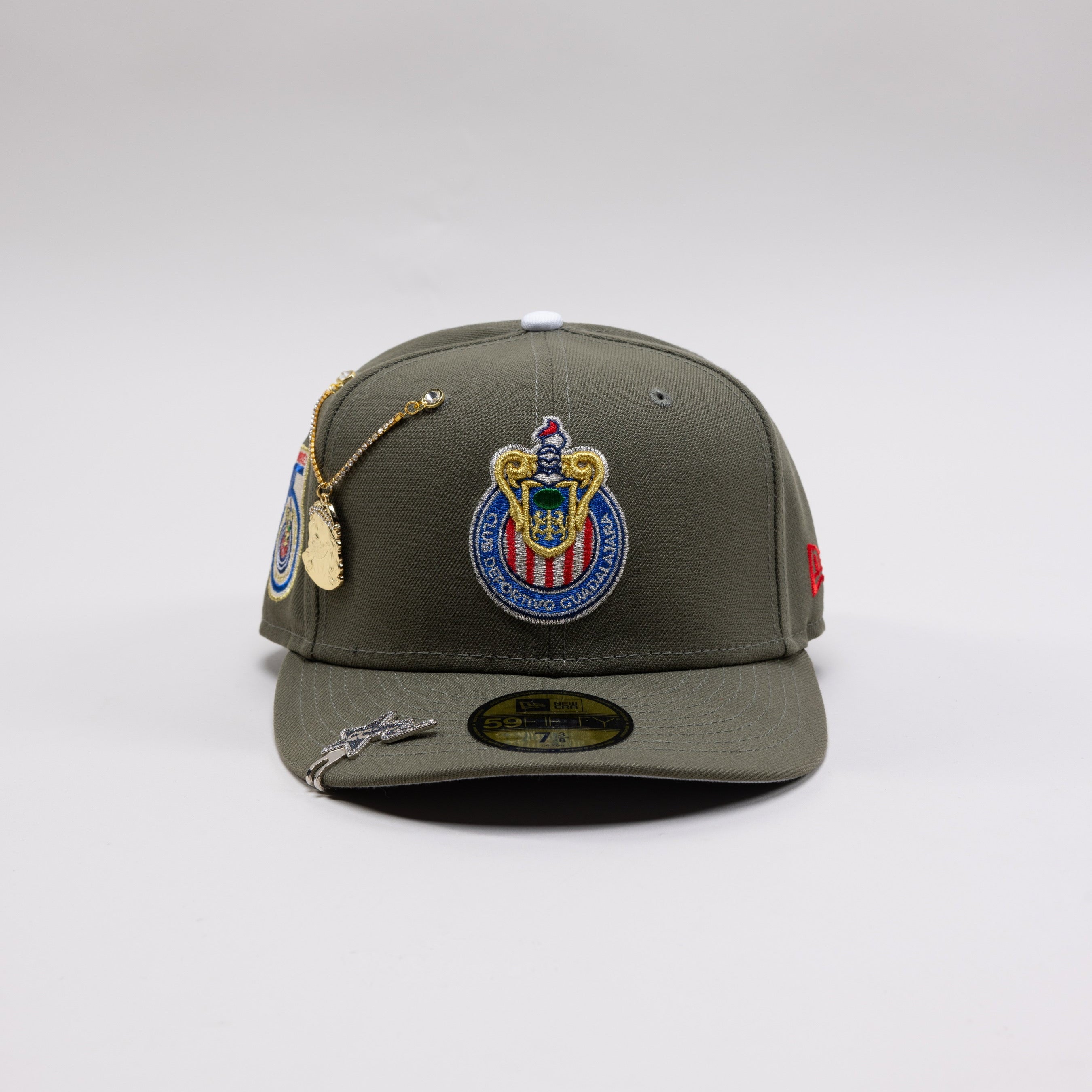 NEW ERA EXCLUSIVE 59FIFTY OLIVE GREEN "CHIVAS DE GUADALAJARA" W/ 115 ANNIVERSARY SIDE PATCH