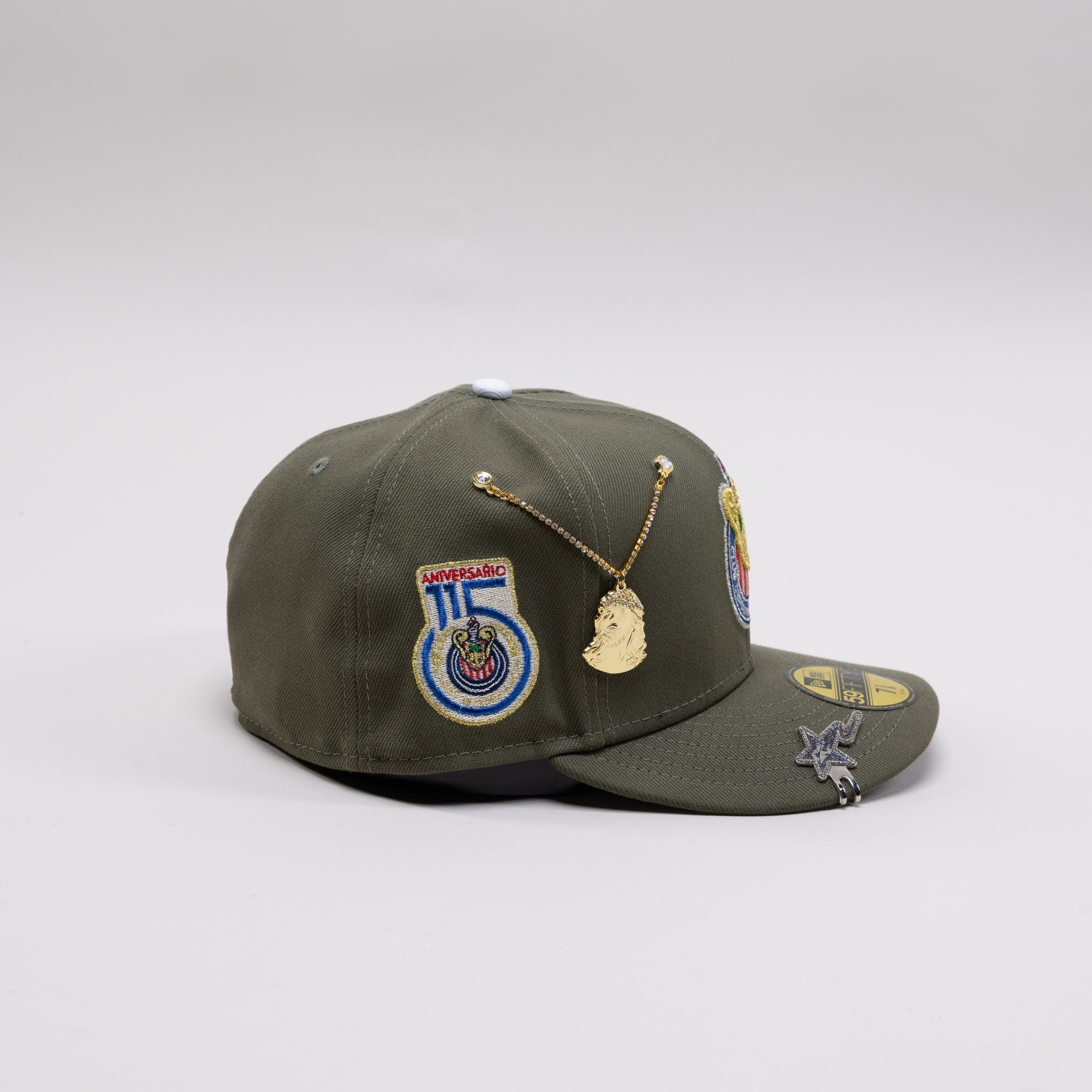 NEW ERA EXCLUSIVE 59FIFTY OLIVE GREEN "CHIVAS DE GUADALAJARA" W/ 115 ANNIVERSARY SIDE PATCH