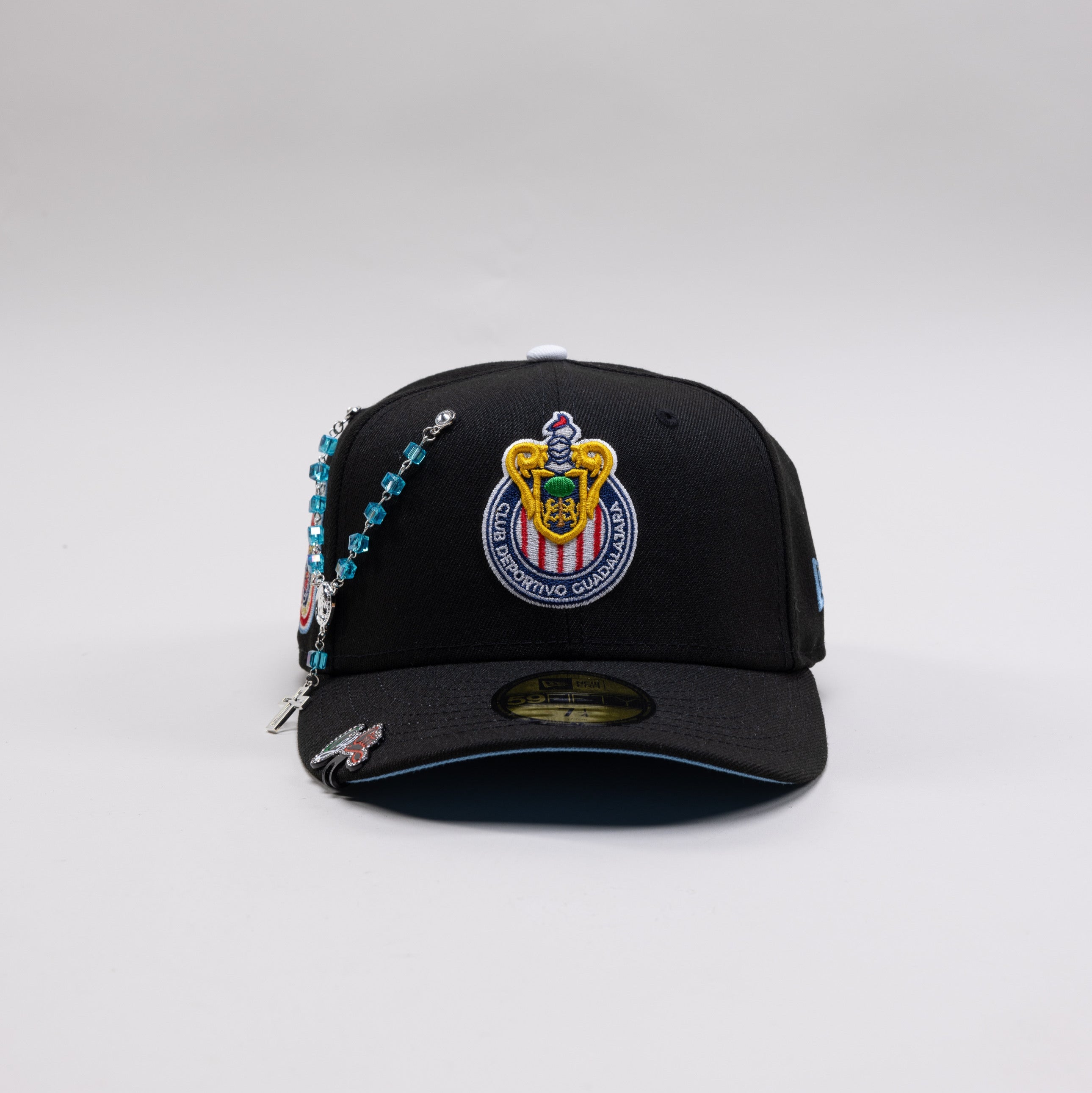 NEW ERA EXCLUSIVE 59FIFTY BLACK CHIVAS DE GUADALAJARA W/ 115TH ANIVERSARIO SIDE PATCH ICY UV