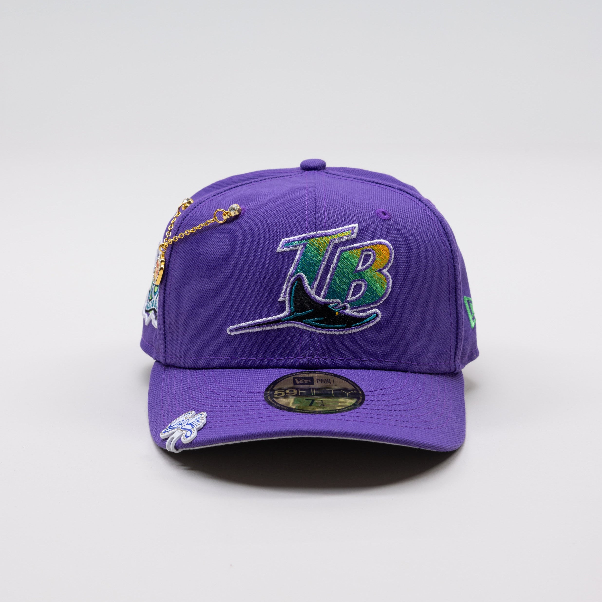 EXCLUSIVO NEW ERA 59FIFTY CERRADA BLACK TAMPA BAY DEVILRAYS CON PARCHE DE TEMPORADA INAUGURAL DE 1998