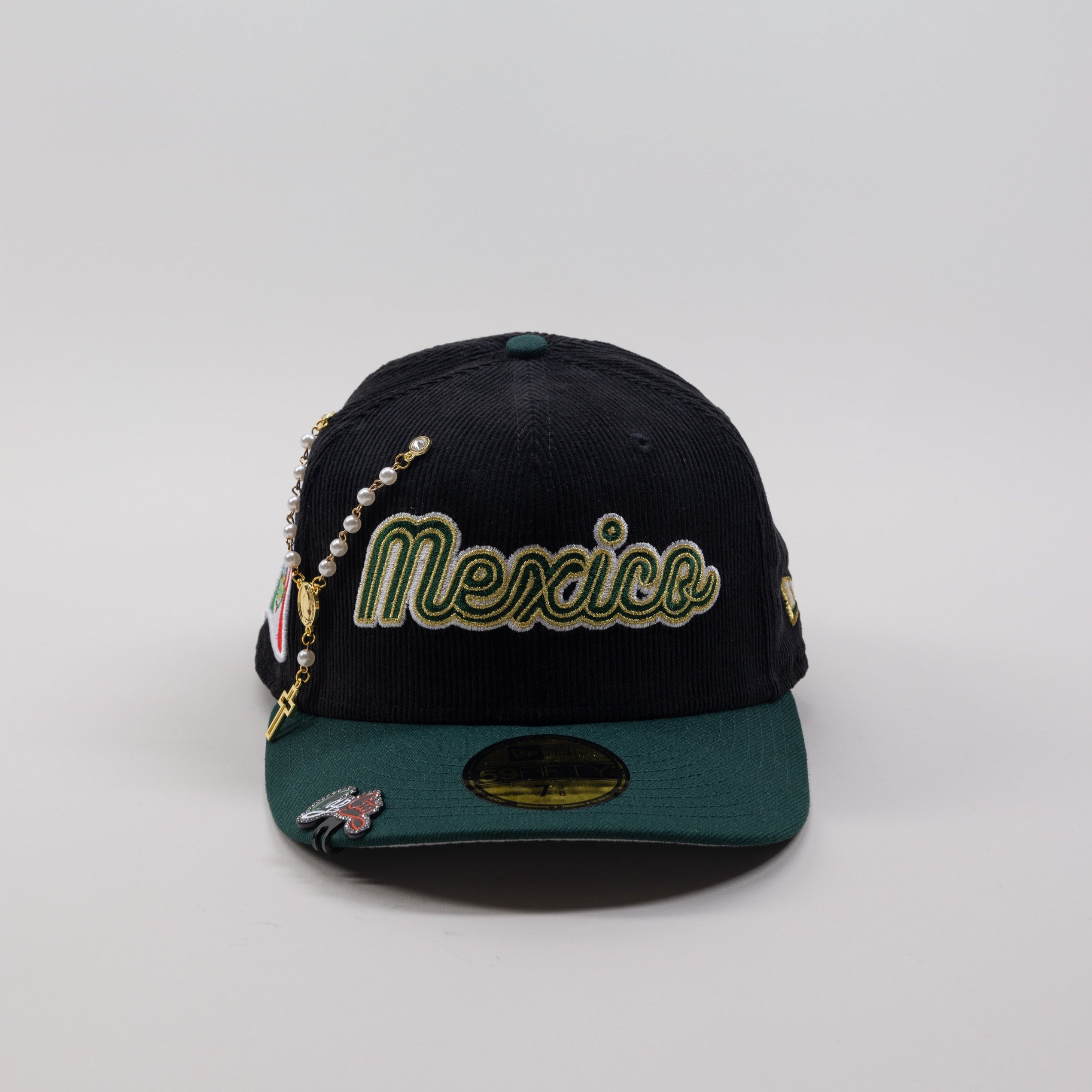 NEW ERA EXCLUSIVE 59FIFTY NEGRO/MORADO MEXICO "EL GALLO" CON PARCHE BANDERA DE MEXICO