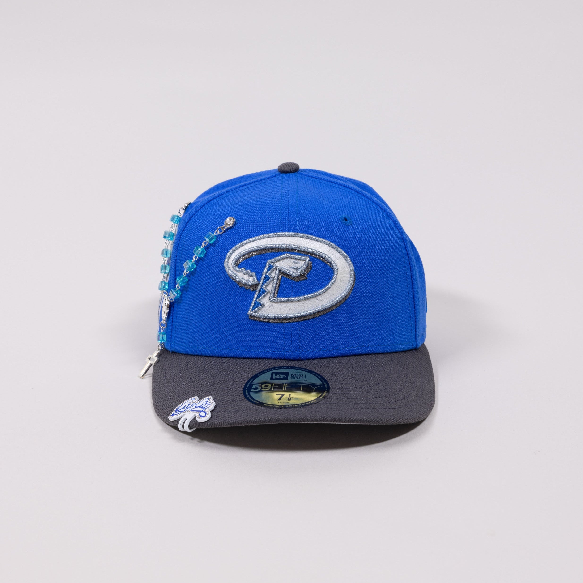 EXCLUSIVO NEW ERA 59FIFTY CHROME BLANCO/VERDE OLIVA ARIZONA DIAMONDBACKS CON PARCHE DE TEMPORADA INAUGURAL 1998
