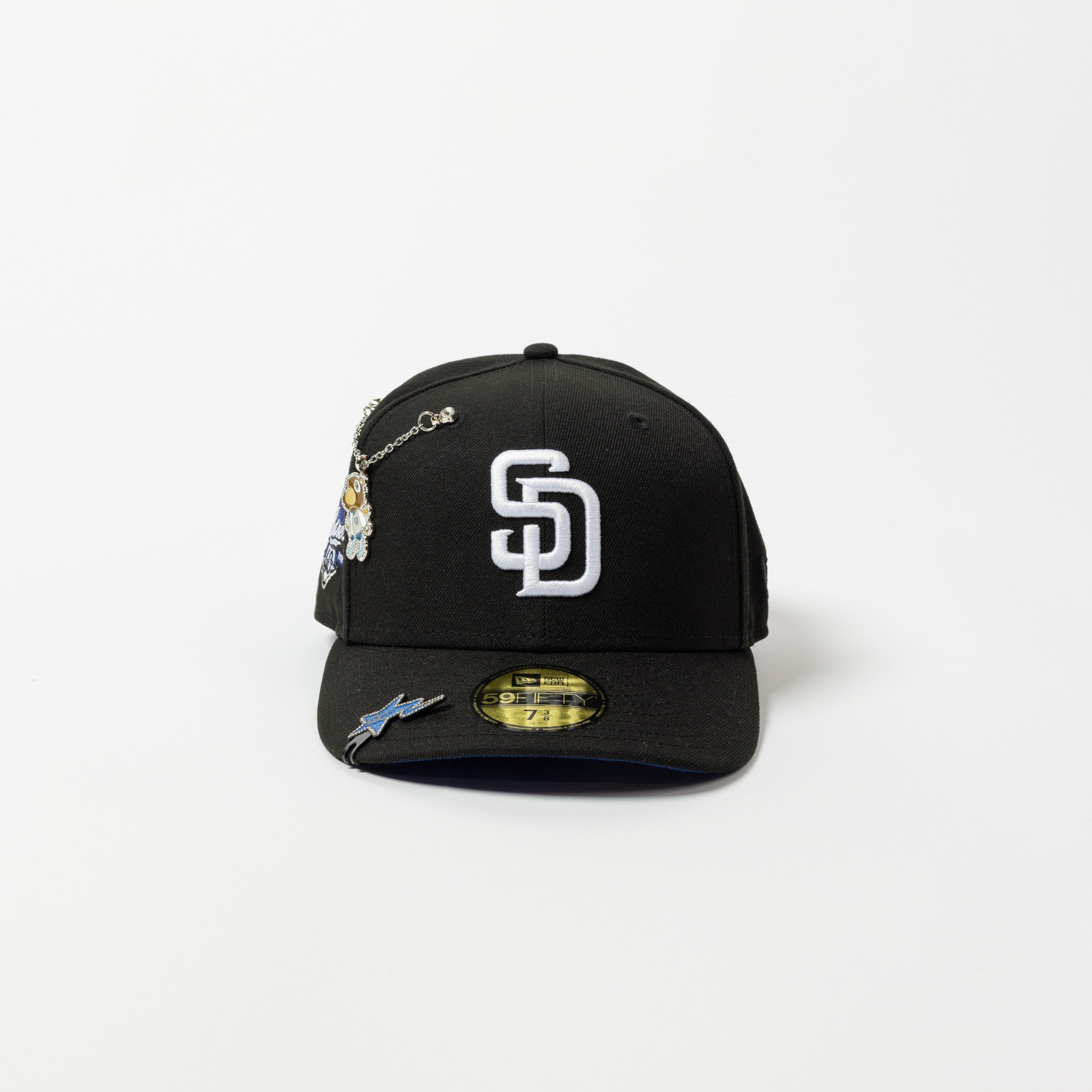 NEW ERA EXCLUSIVE 59FIFTY BLACK SAN DIEGO PADRES W/ 40TH ANNIVERSARY SIDE PATCH