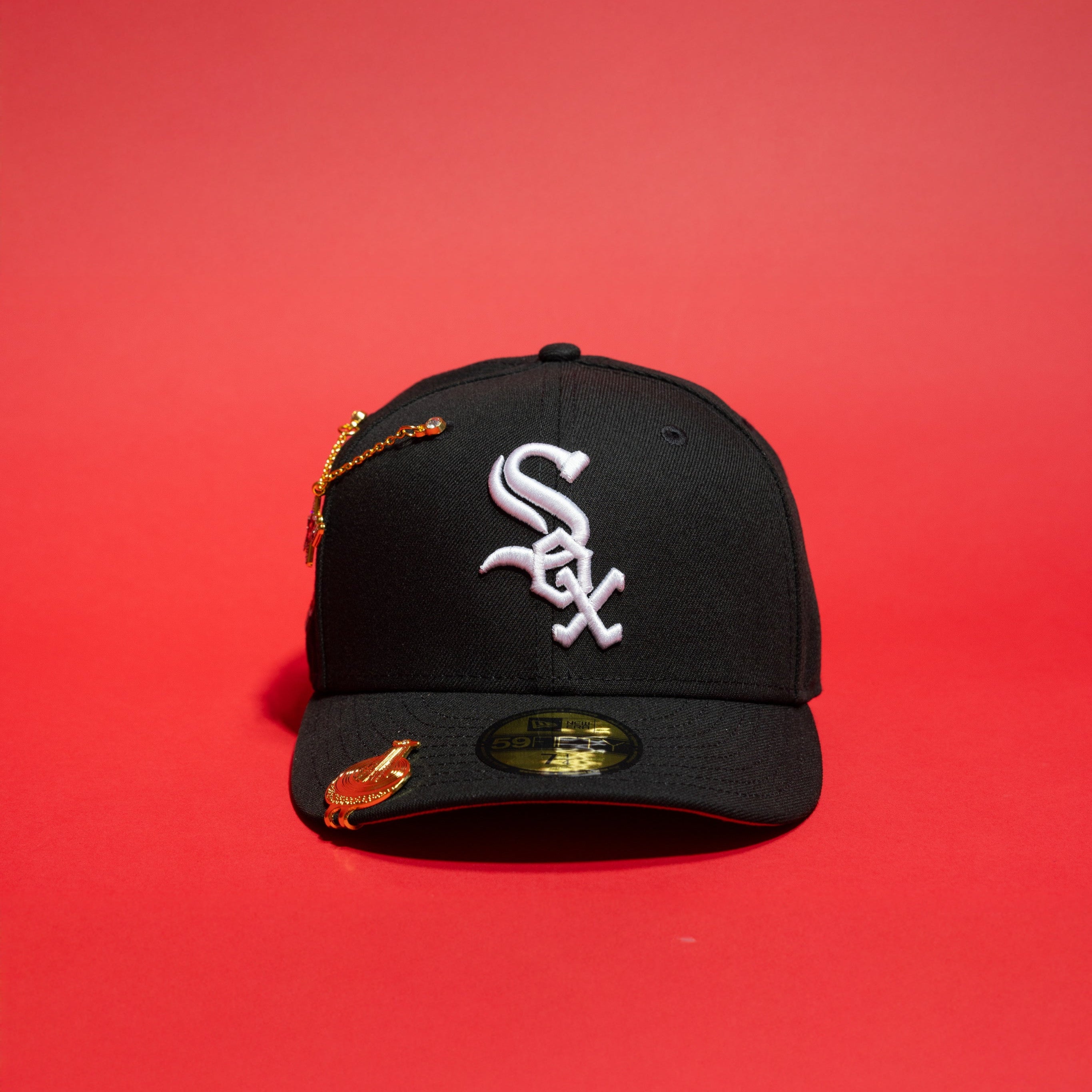 NEW ERA EXCLUSIVE 59FIFTY BLACK CHICAGO WHITE SOX W/ 100TH SEASON SIDE PATCH