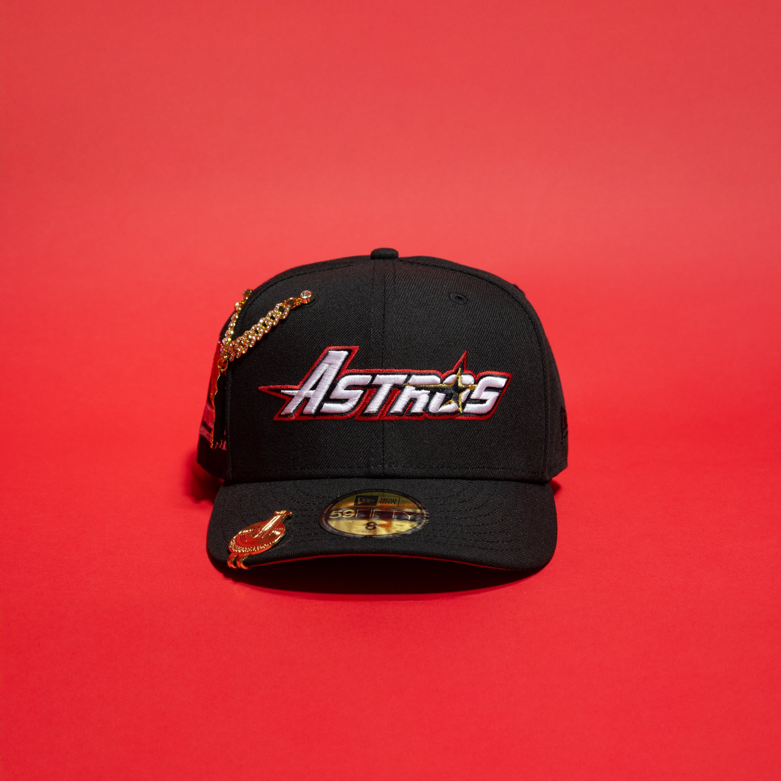 NEW ERA EXCLUSIVE 59FIFTY BLACK HOUSTON ASTROS SCRIPT W/ ASTRODOME SIDE PATCH