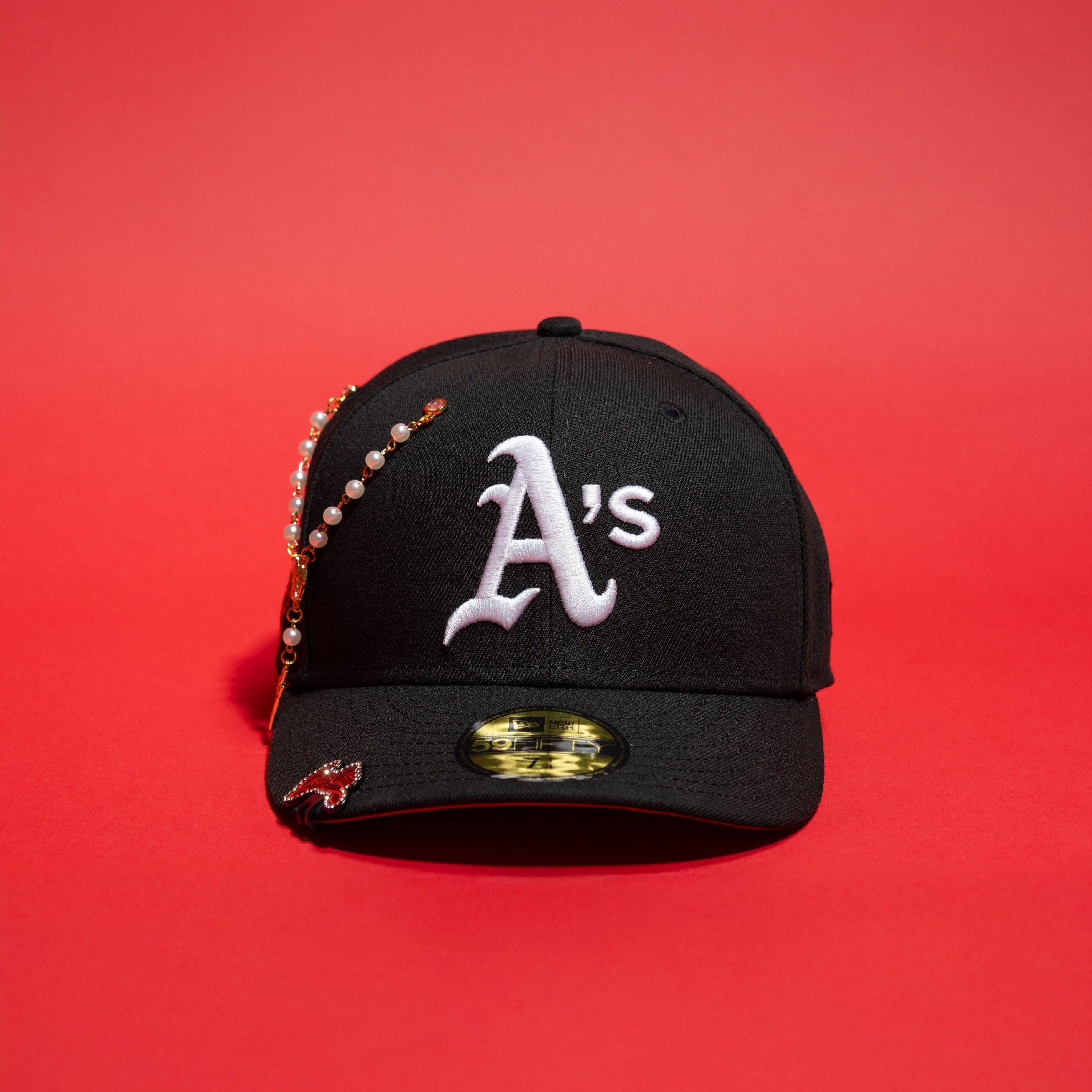 NEW ERA EXCLUSIVE 59FIFTY BLACK OAKLAND ATHLETICS W/ 50TH ANNIVERSARY SIDE PATCH