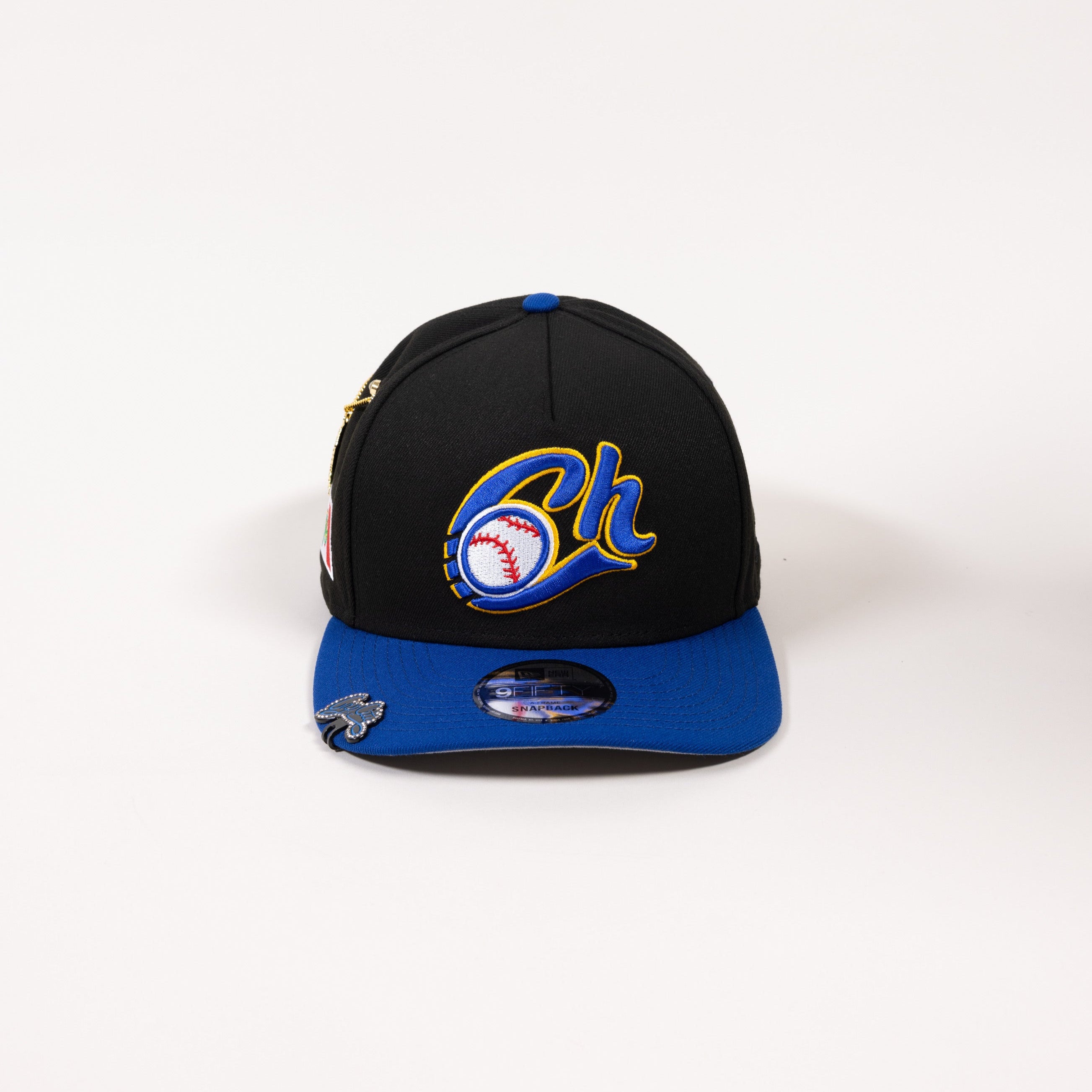 NEW ERA EXCLUSIVE 9FIFTY A-FRAME BLACK/BLUE CHARROS DE JALISCO SNAPBACK W/ MEXICO FLAG SIDE PATCH